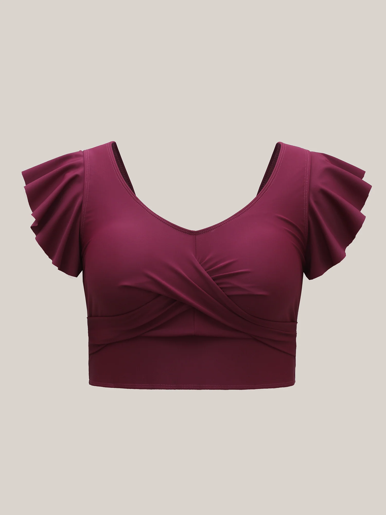 Twist-Front Flutter Sleeve Swim Top - Image 7