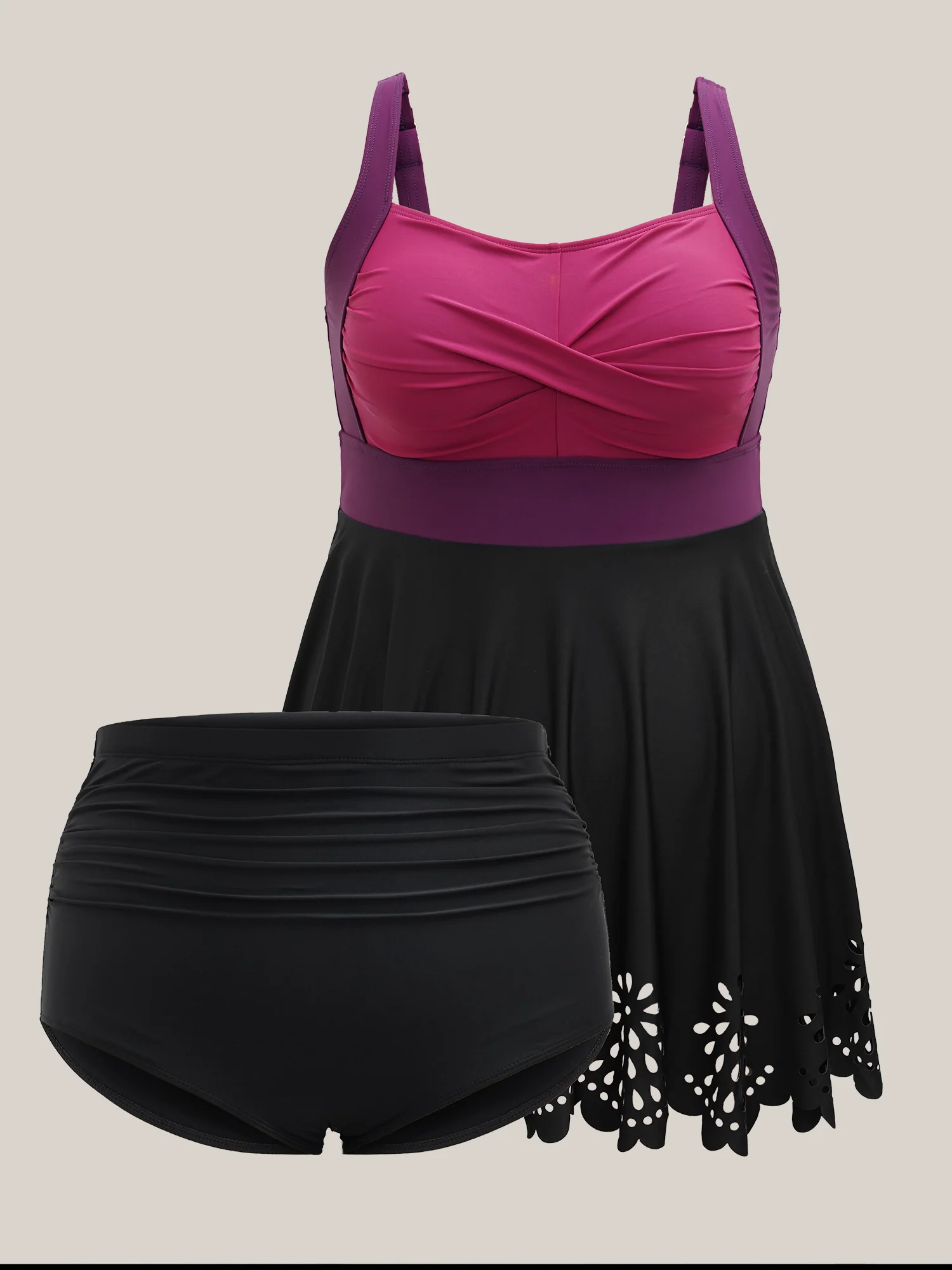 Twist Front Laser Cut Swim Dress - Image 6