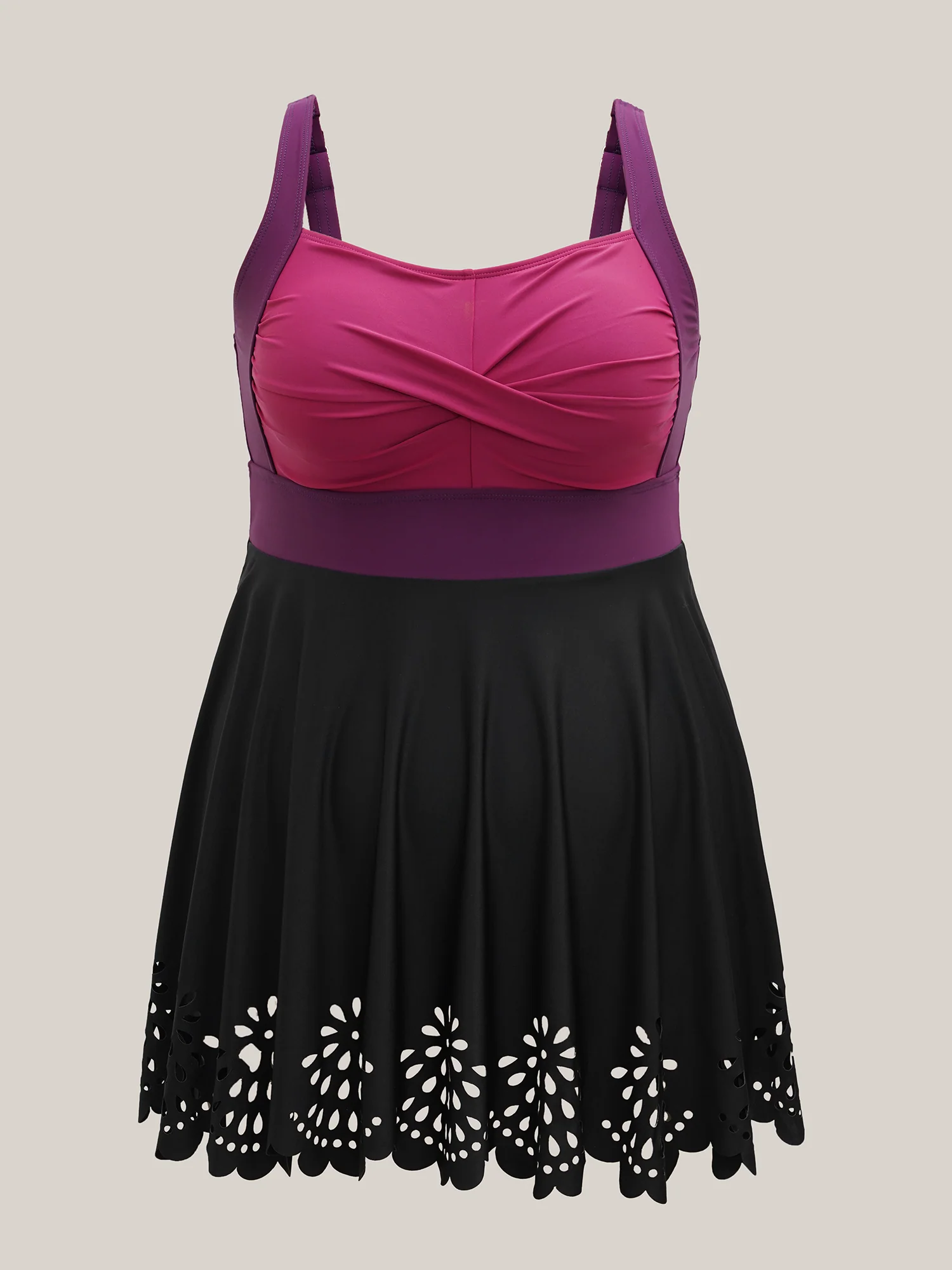 Twist Front Laser Cut Swim Dress - Image 7