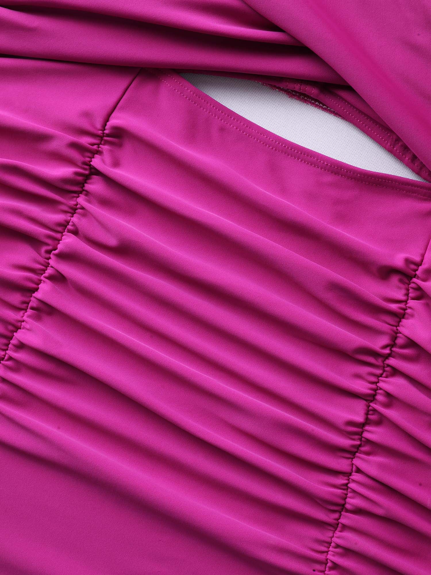 Twist Front Plain Ruched One-Piece Swimsuit - Image 5