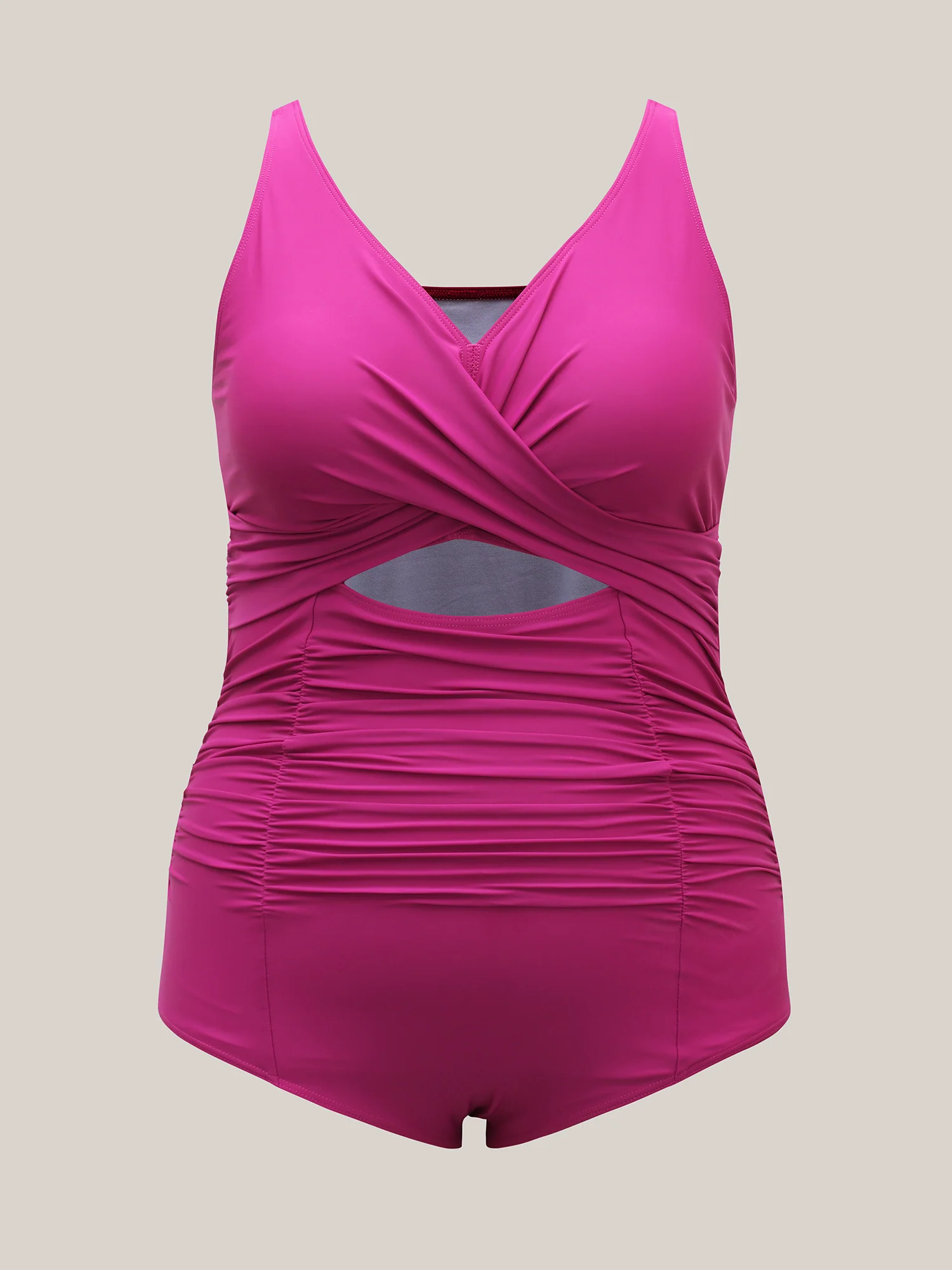 Twist Front Plain Ruched One-Piece Swimsuit - Image 7