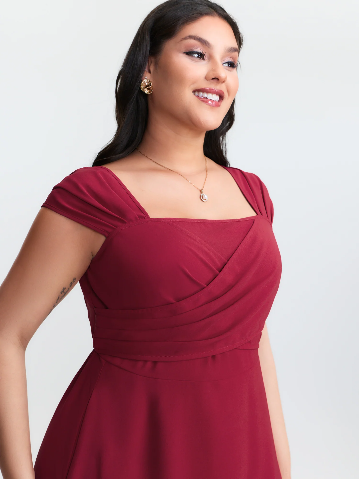 Twist-Front Pleated Pockets Mini Dress - Image 2