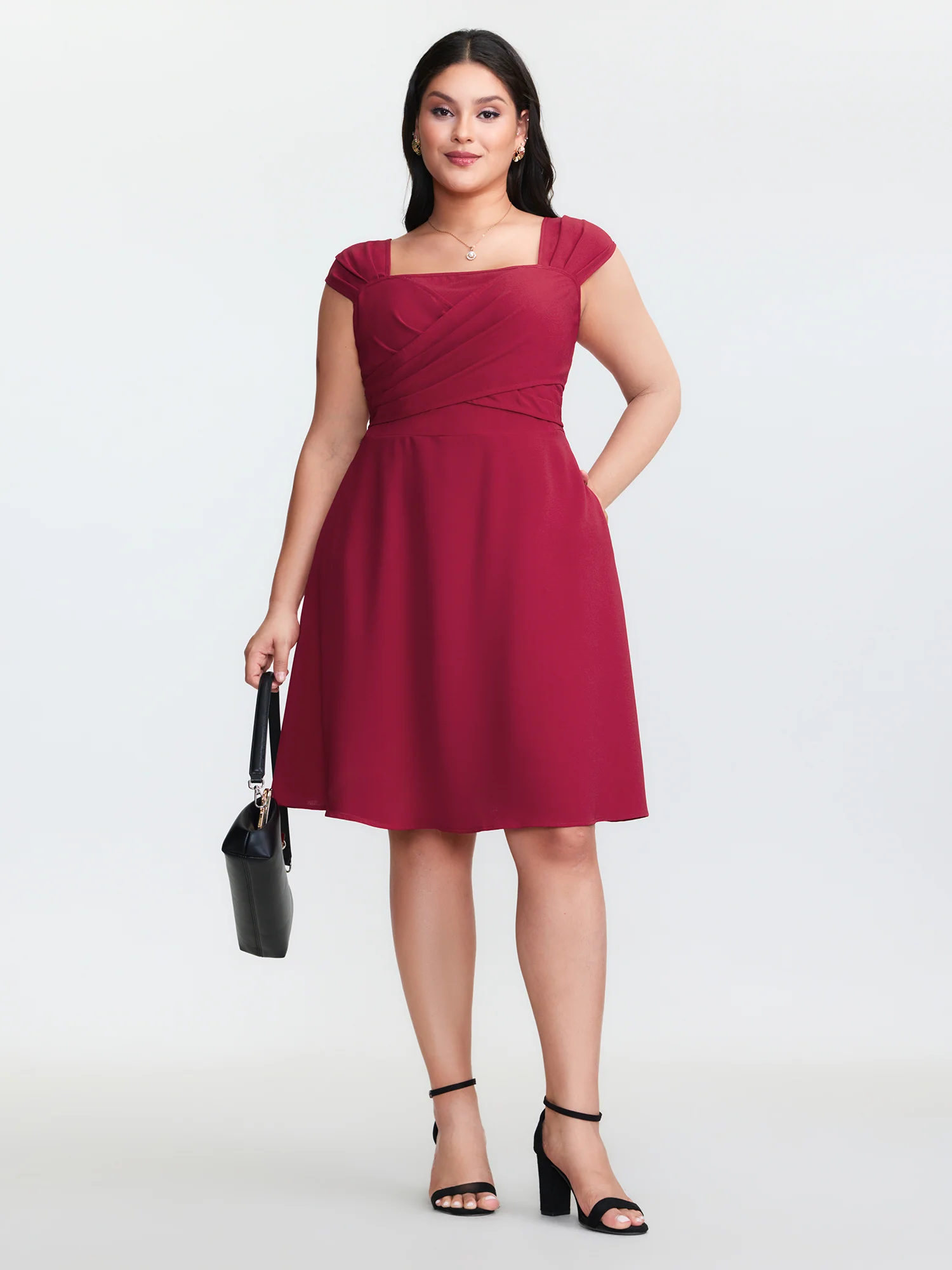 Twist-Front Pleated Pockets Mini Dress - Image 3