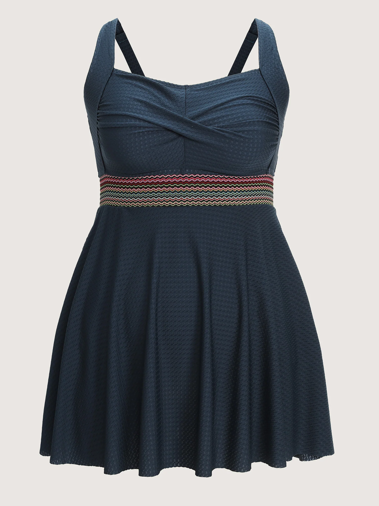 Twist Front Pockets Contrast Swim Dress - Image 7