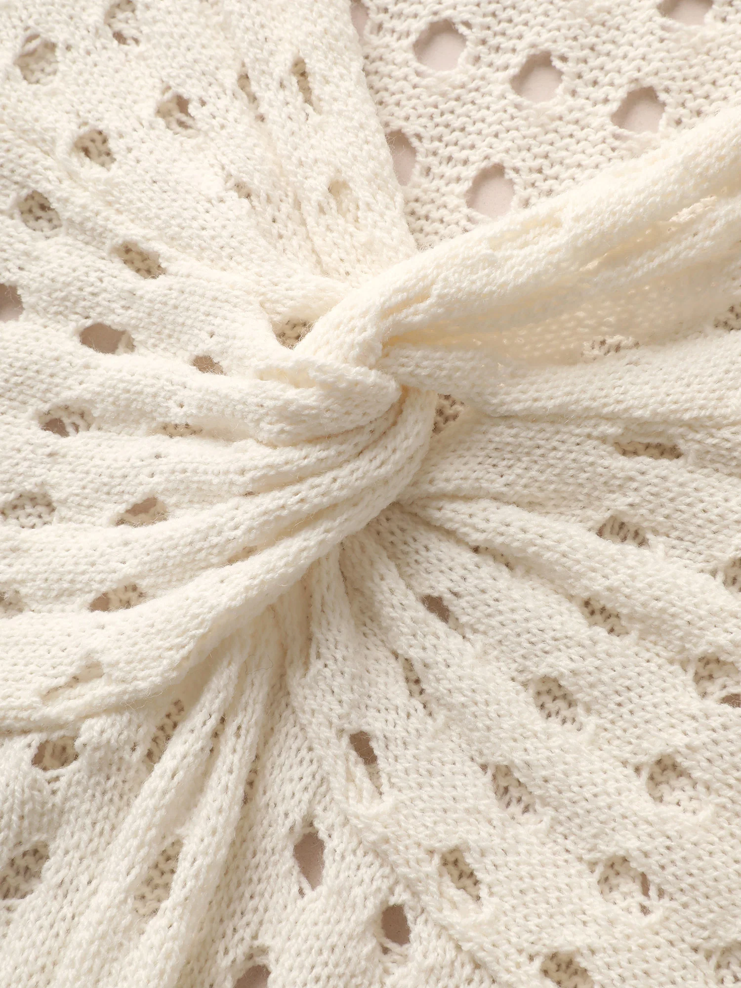 Twist Front Pointelle Knit Split Hem Pullover - Image 5