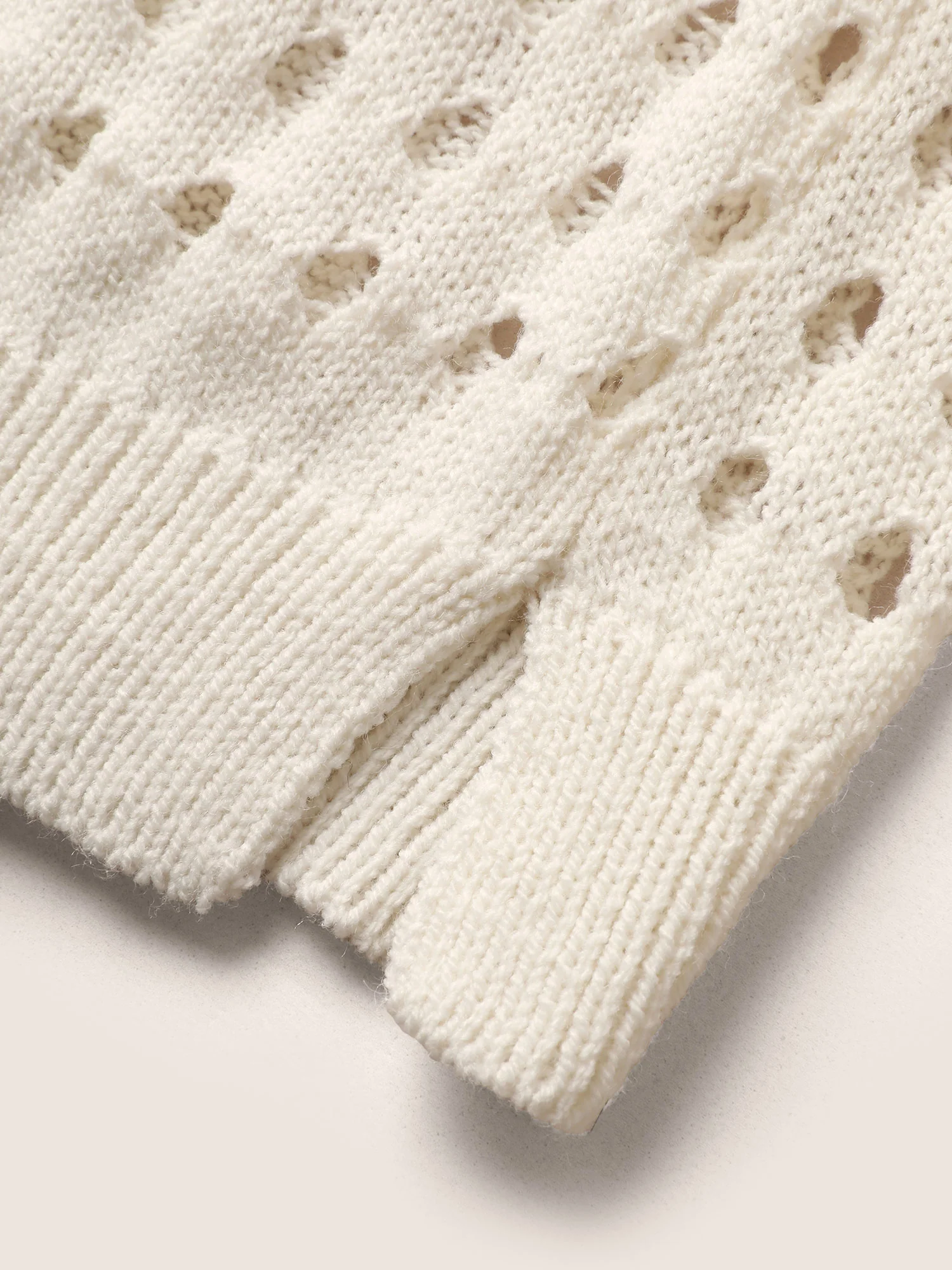 Twist Front Pointelle Knit Split Hem Pullover - Image 6