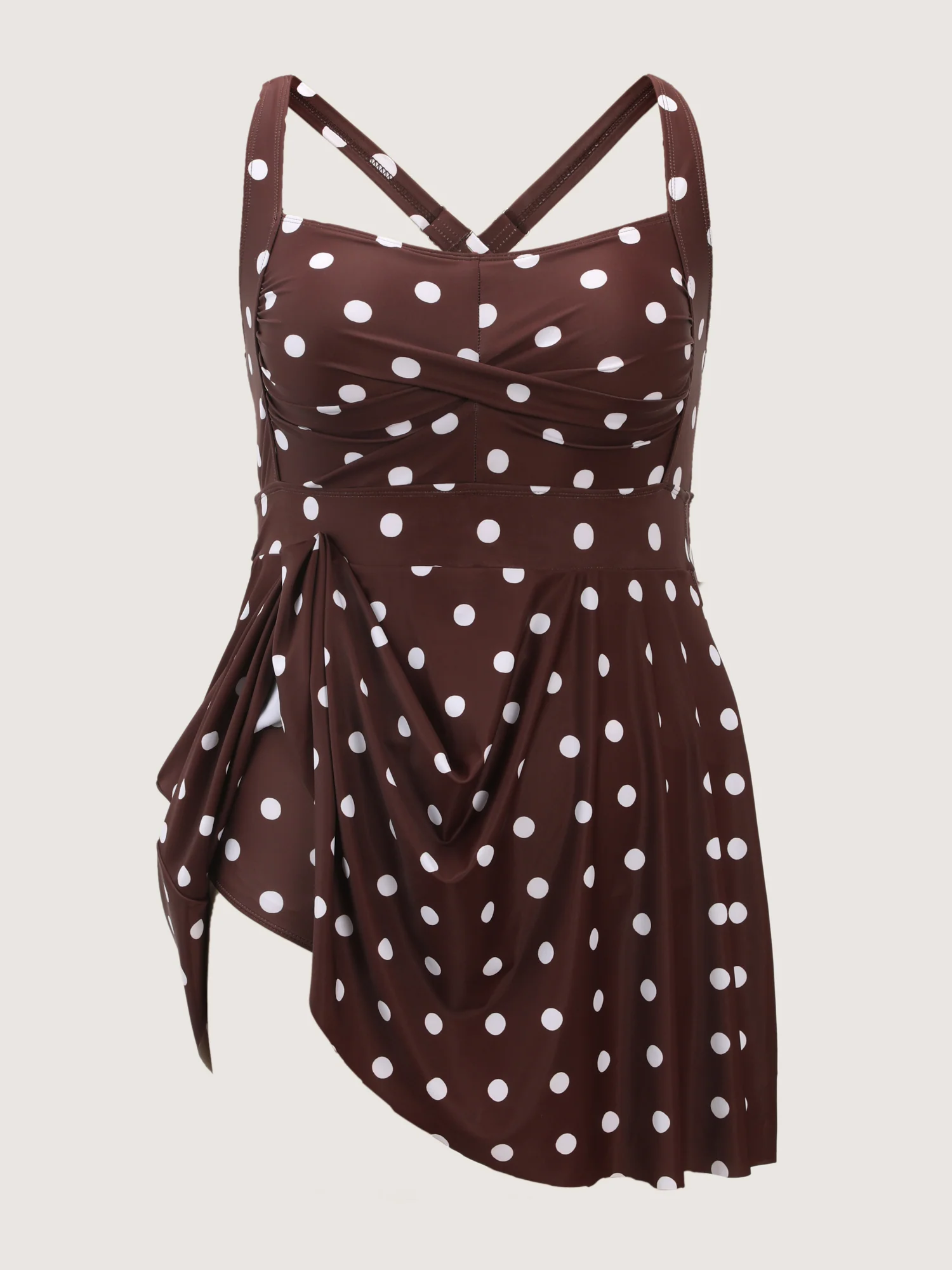 Twist-Front Polka Dots Swim Dress - Image 9