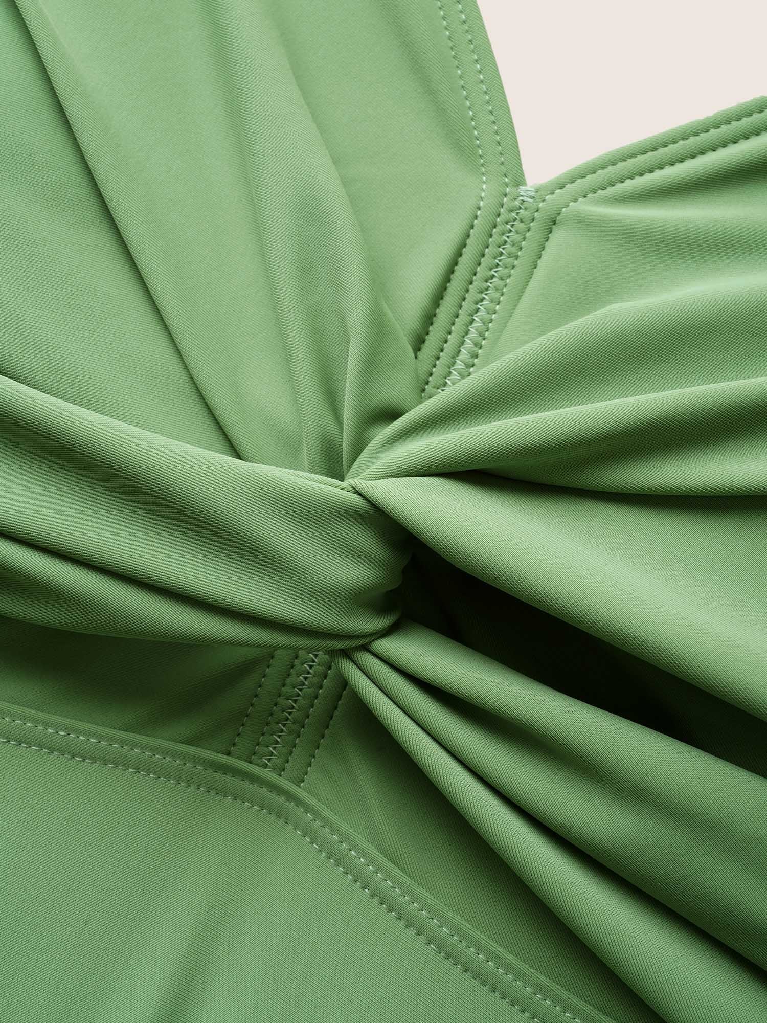Twist Front Round Buckle Detail Swim Top - Image 5