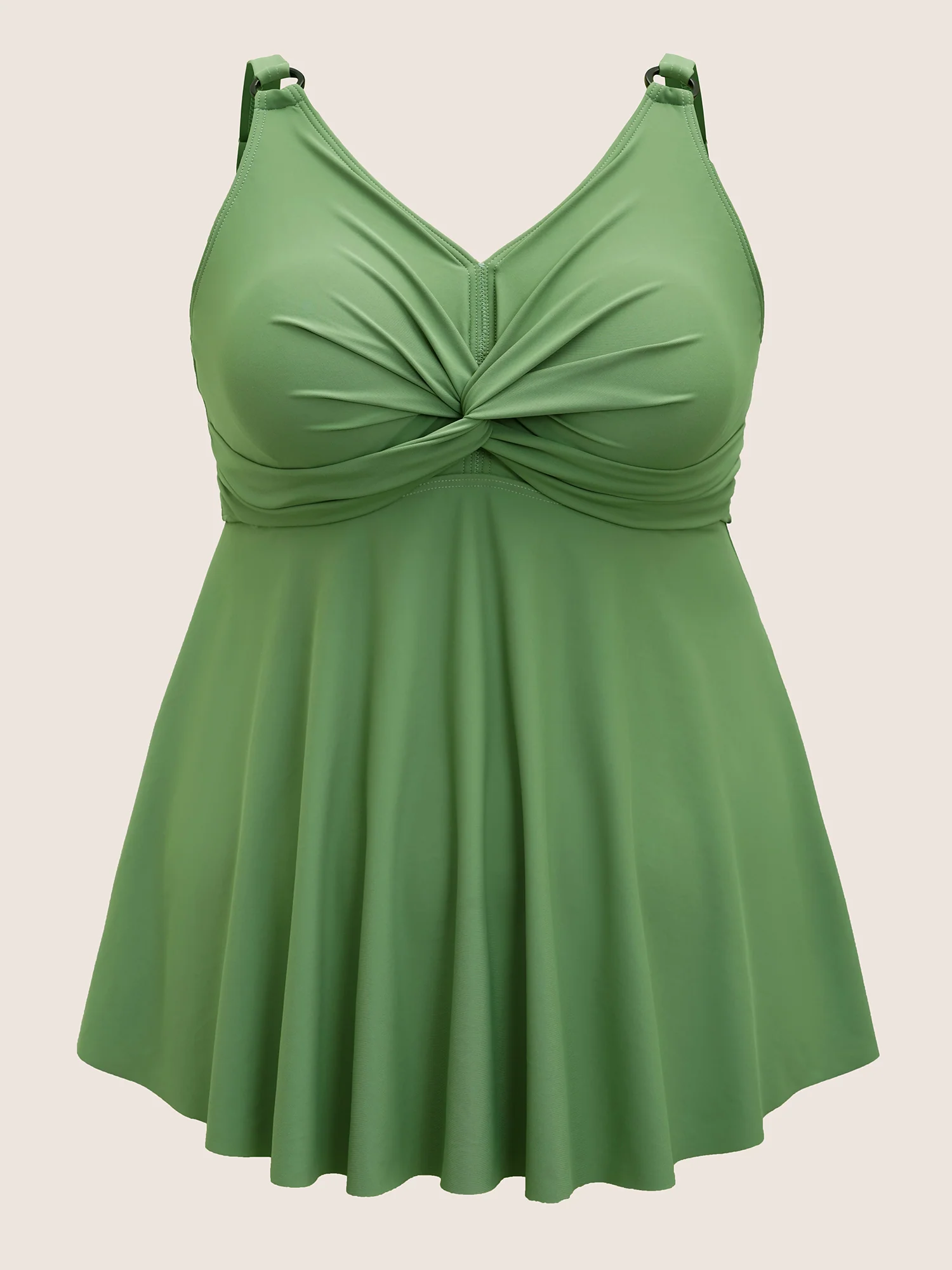 Twist Front Round Buckle Detail Swim Top - Image 7