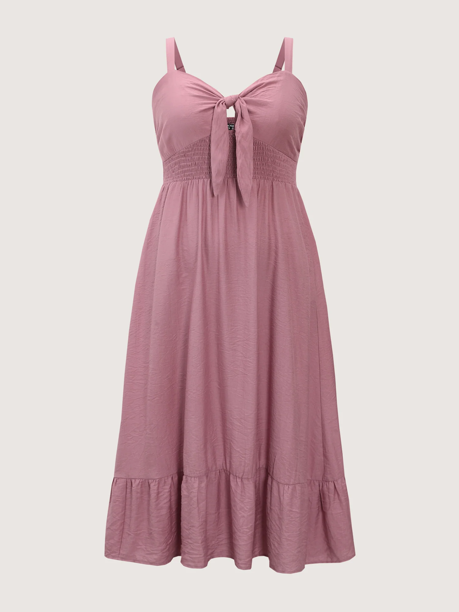 Twist-Front Shirred Back Ruffled Hem Midi Dress - Image 7