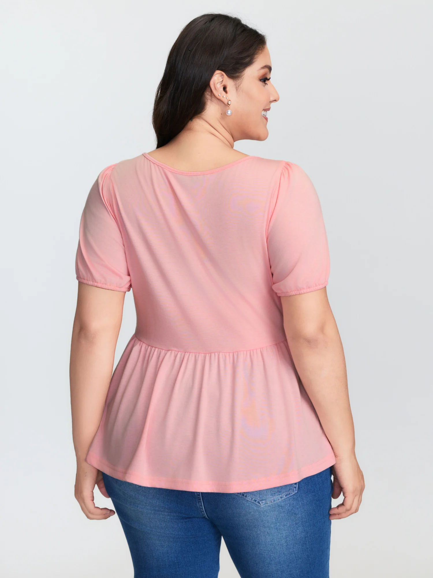 Twist Front Stretchy Waist Flared Blouse - Image 5