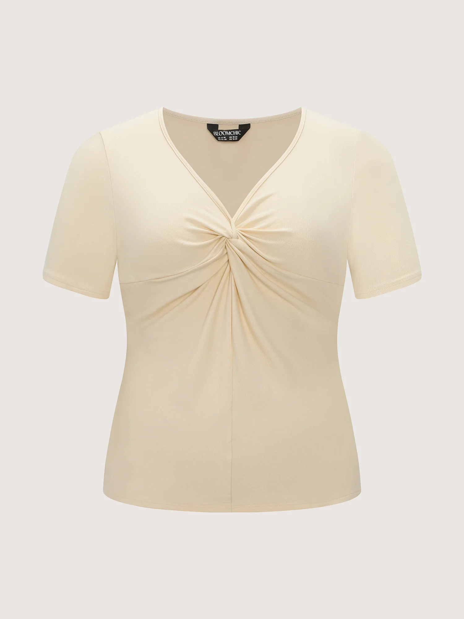 Twist Front V-Neck Fitted Solid Top - Image 6