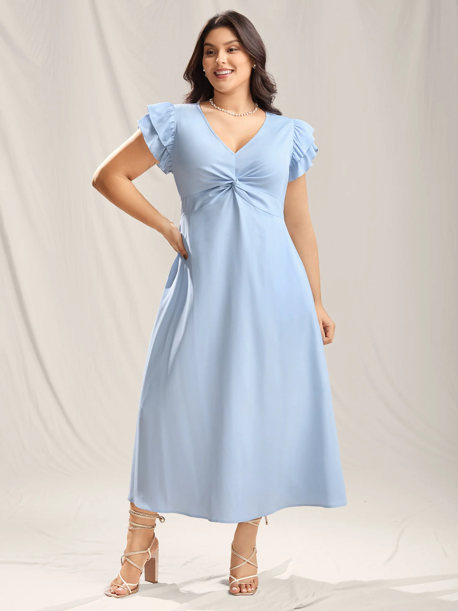 Twist Front Woven A-Line Maxi Dress - Image 3
