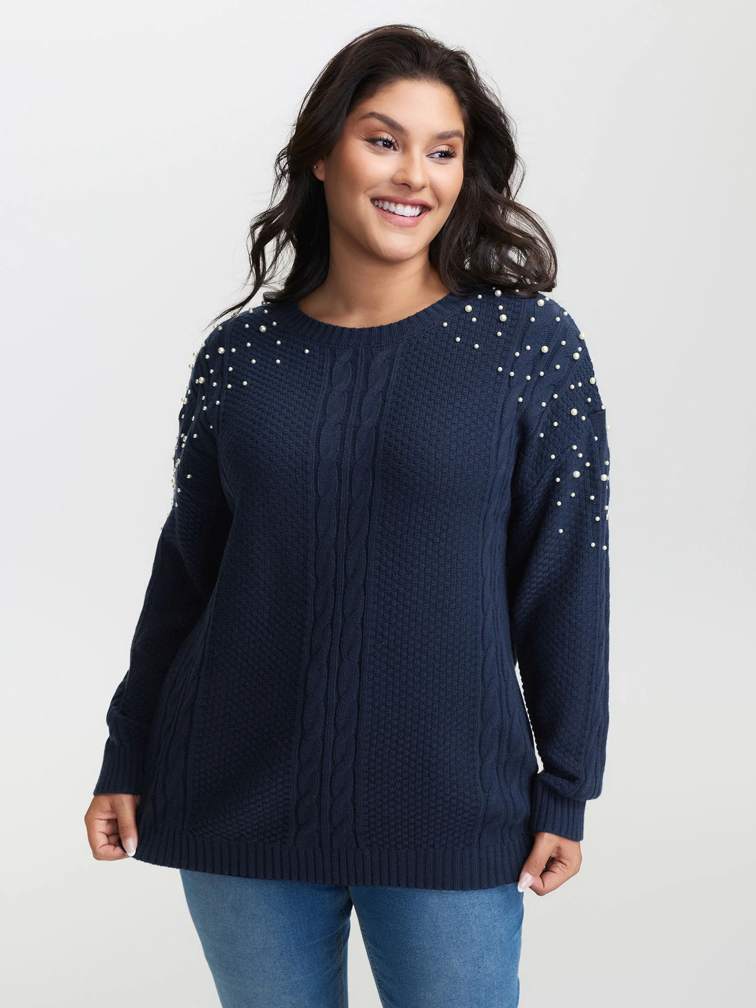 Twist Stitch Beadwork Textured Pullover - Image 2