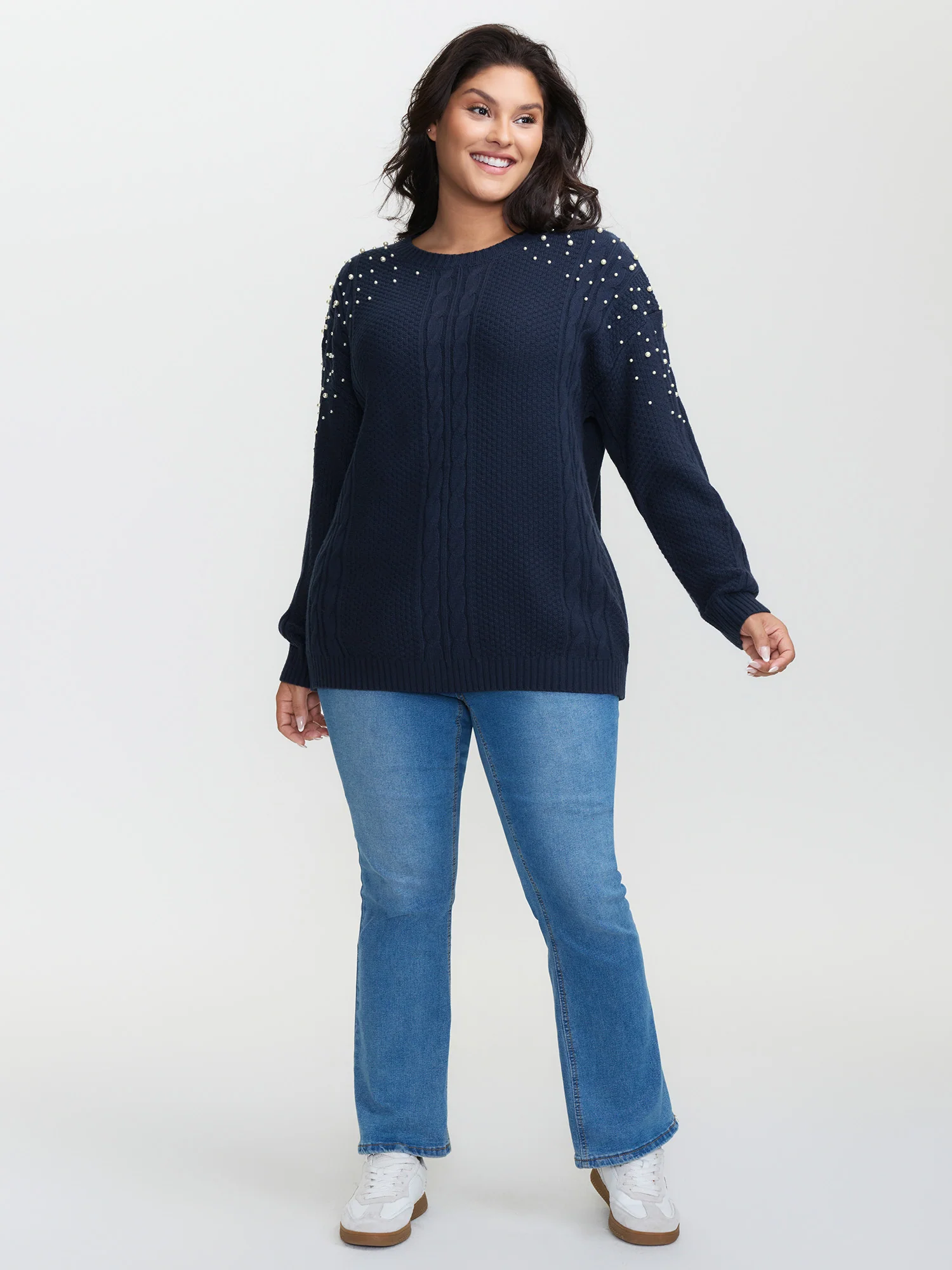 Twist Stitch Beadwork Textured Pullover - Image 3