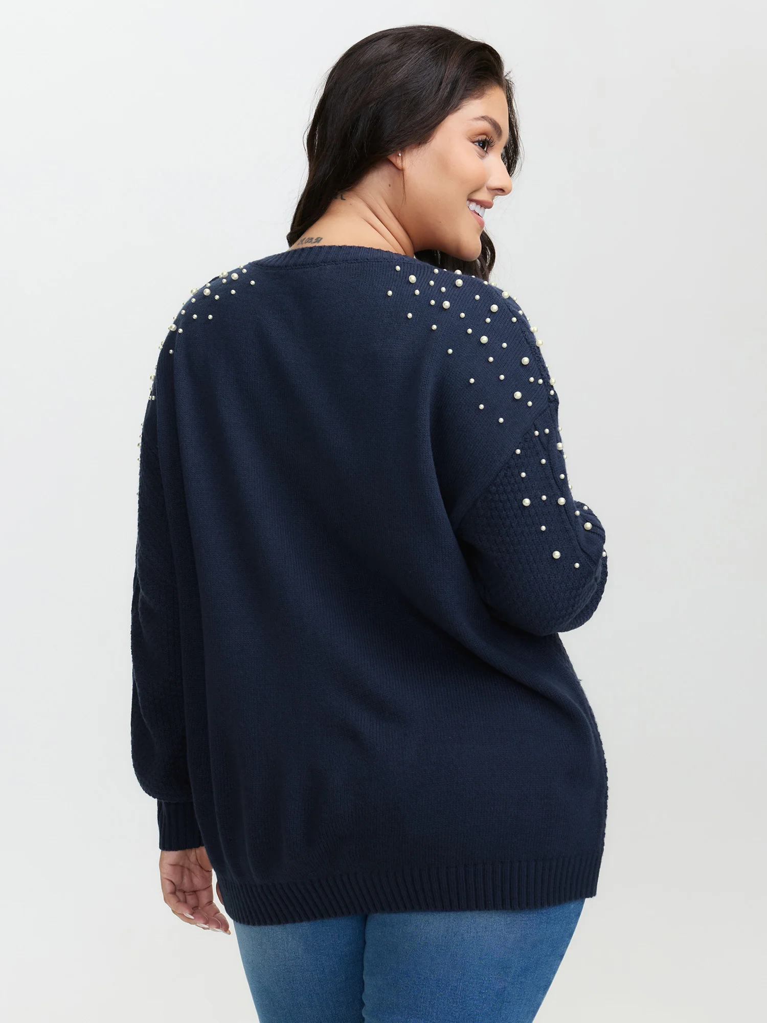 Twist Stitch Beadwork Textured Pullover - Image 4