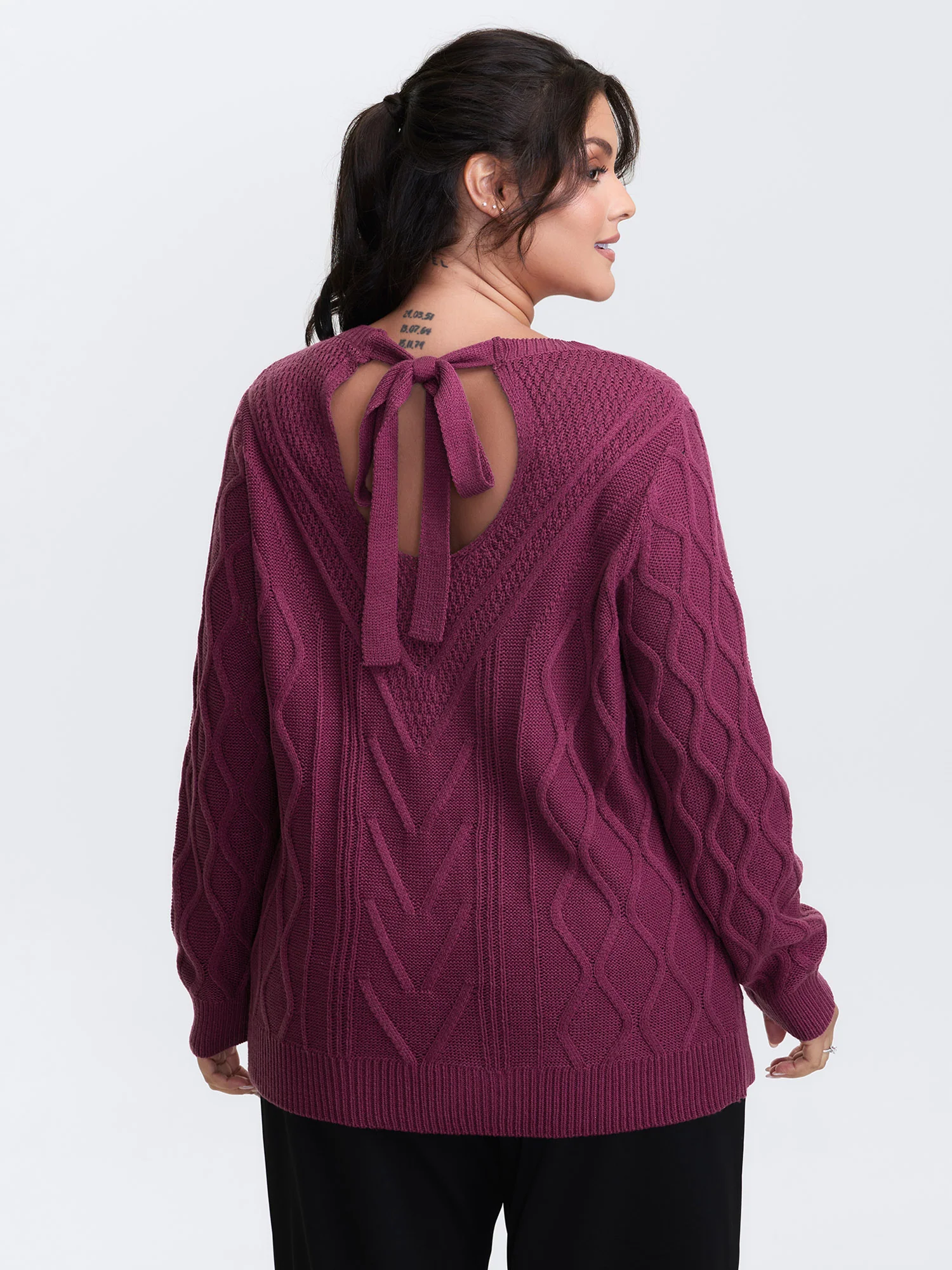 Twist Textured Cut-Out Back-Tie Pullover - Image 4