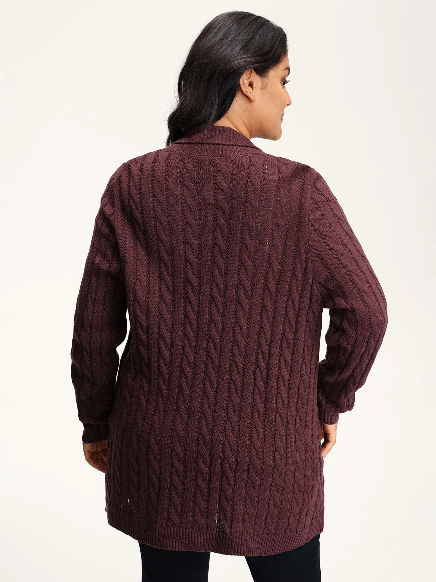 Twist Textured Notched Lapels Knit Cardigan - Image 4