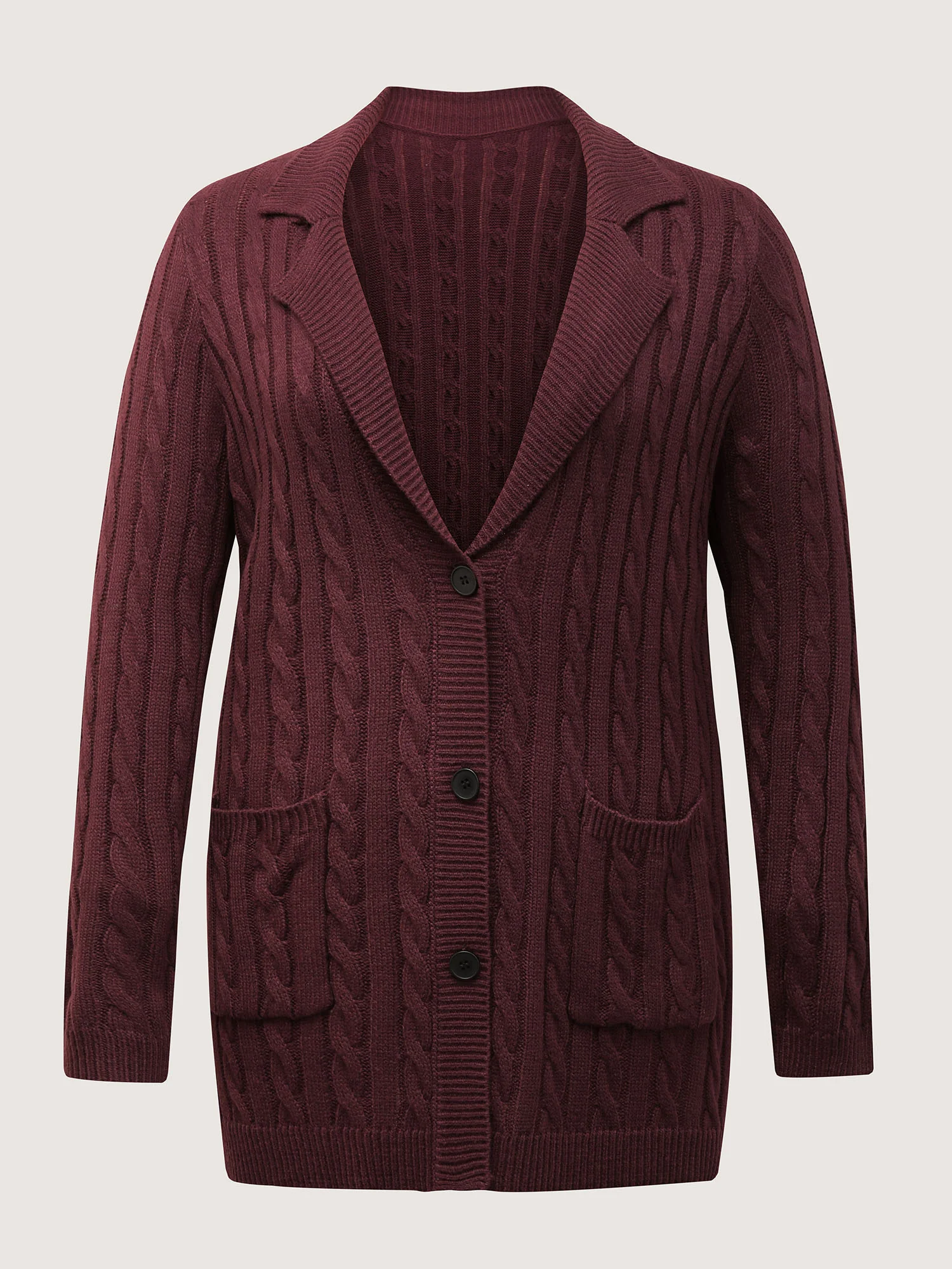 Twist Textured Notched Lapels Knit Cardigan - Image 8