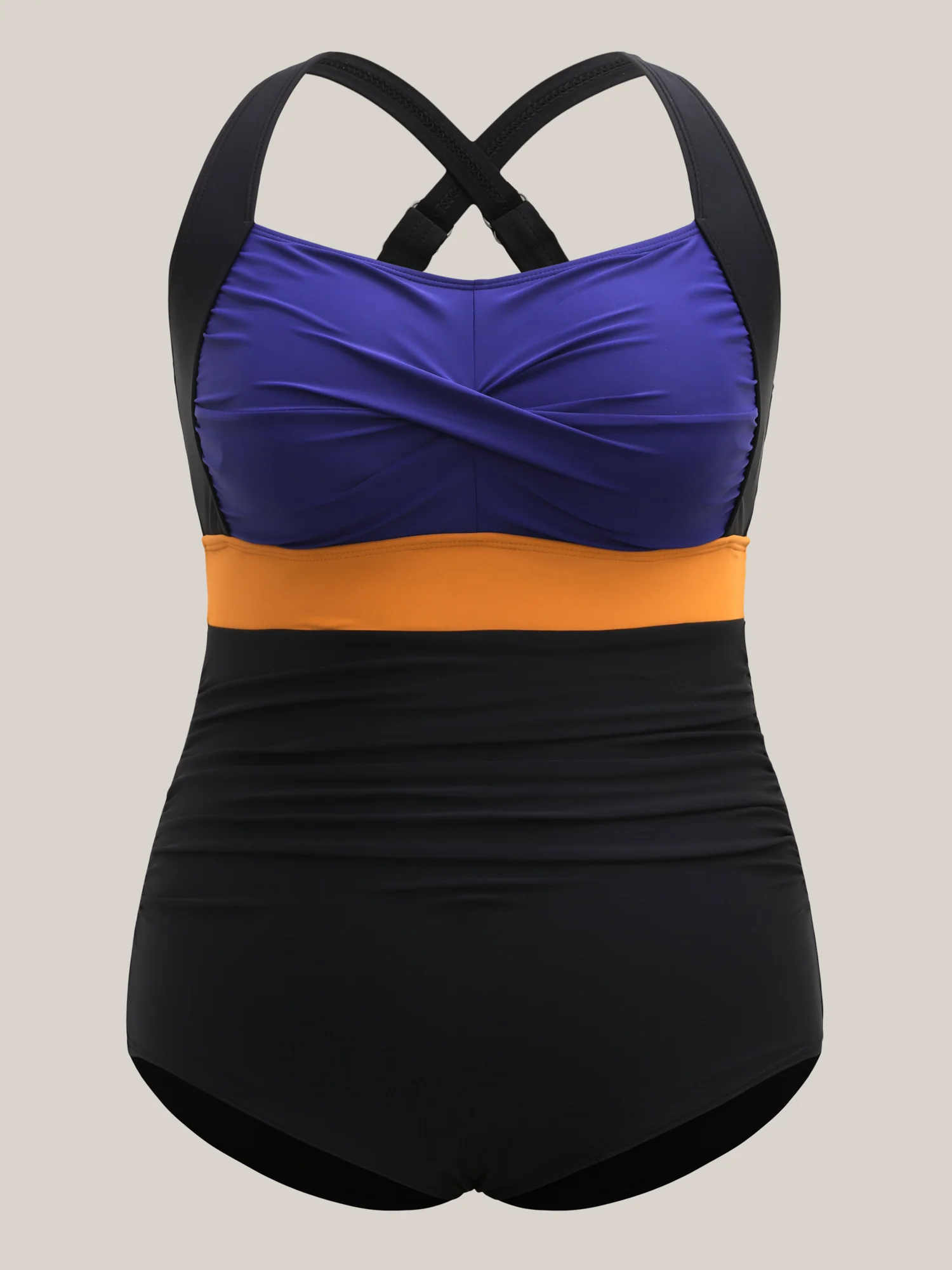 Twisted Front Color Contrast One-Piece Swimsuit - Image 7