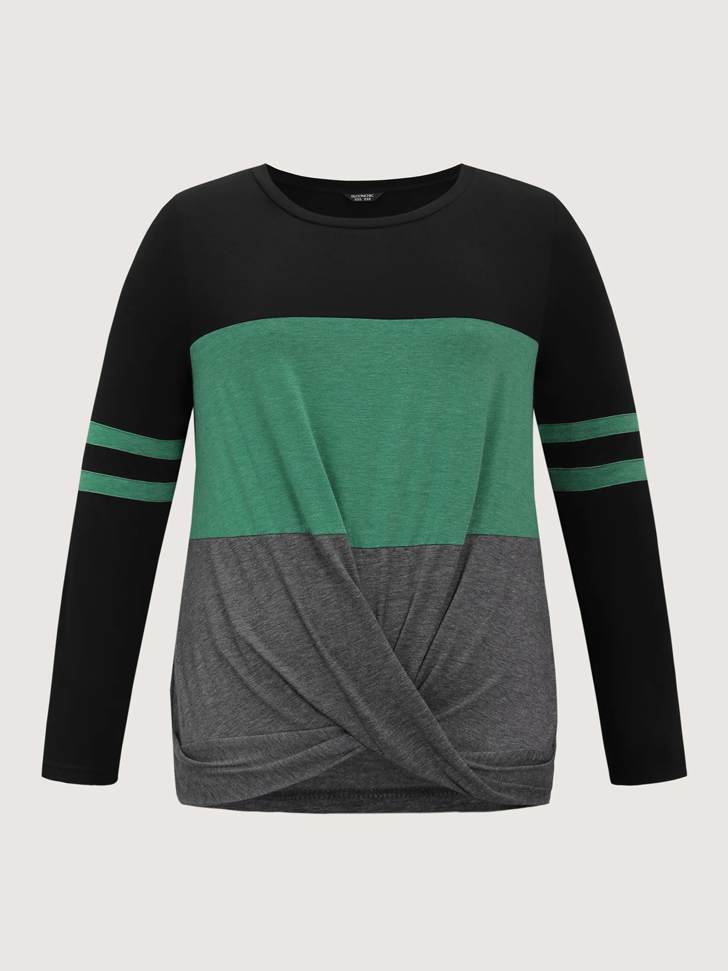 Twisted Hem Colorblock Heather T-Shirt - Image 8