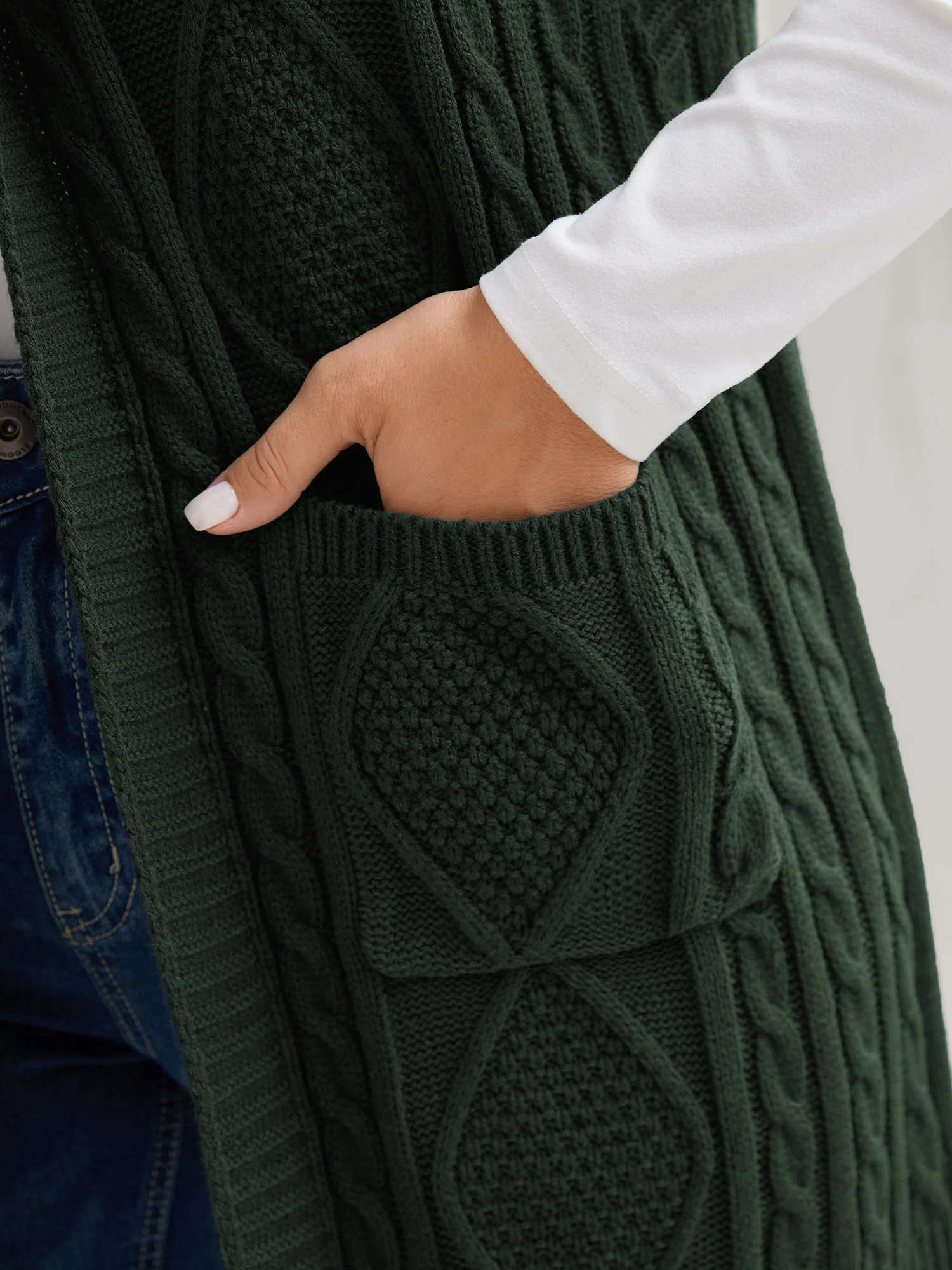 Twisted Hooded Sleeveless Knit Cardigan - Image 12
