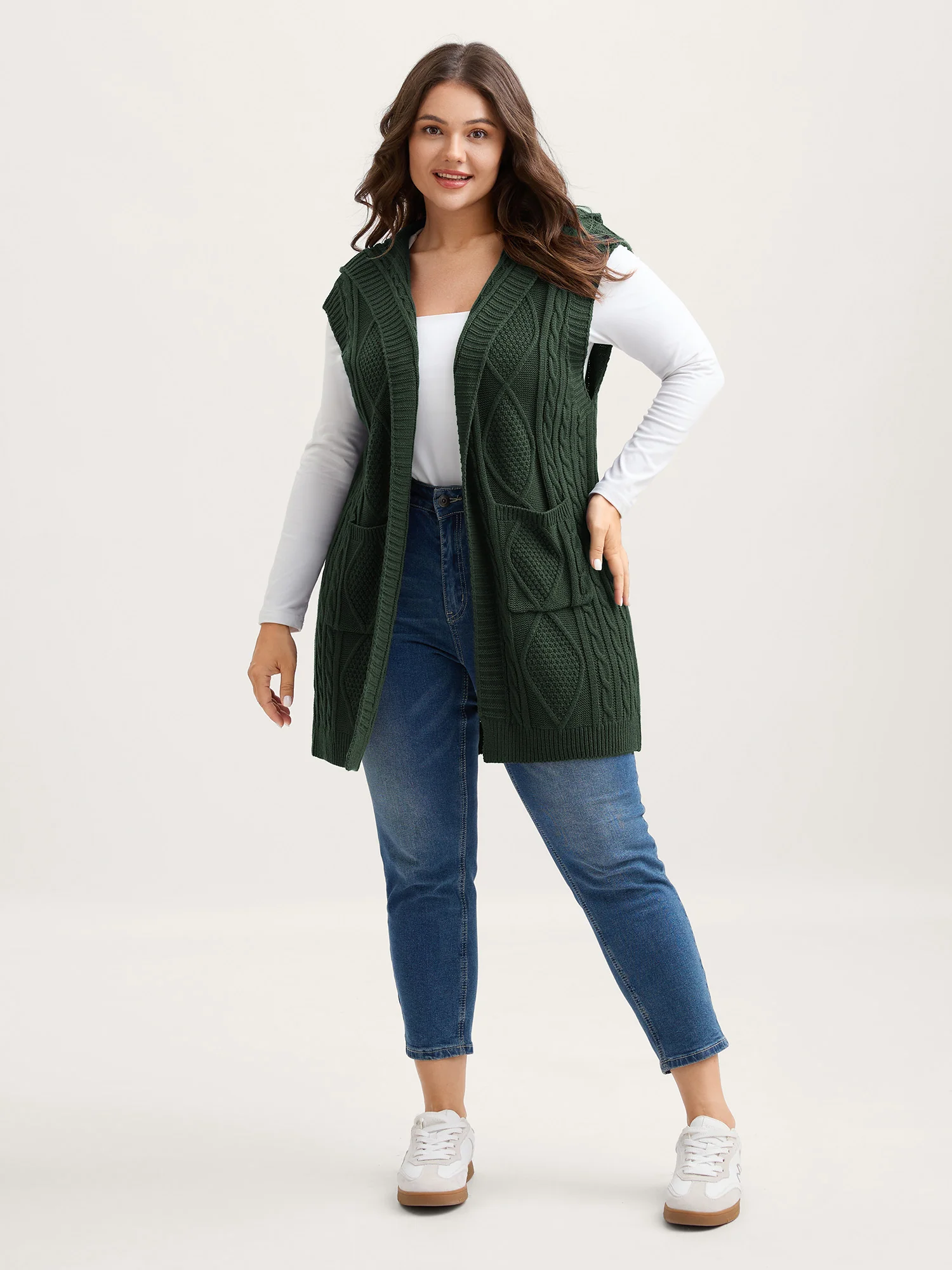 Twisted Hooded Sleeveless Knit Cardigan - Image 13