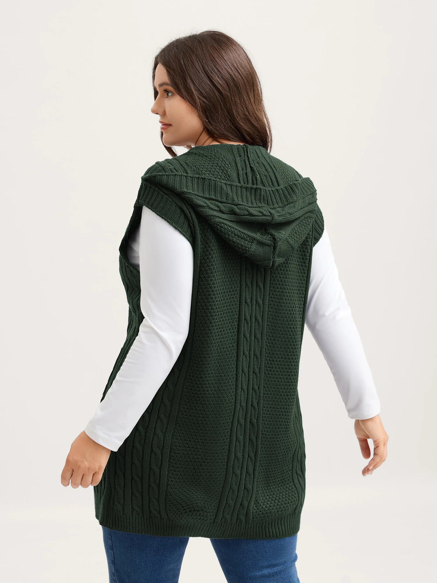 Twisted Hooded Sleeveless Knit Cardigan - Image 14