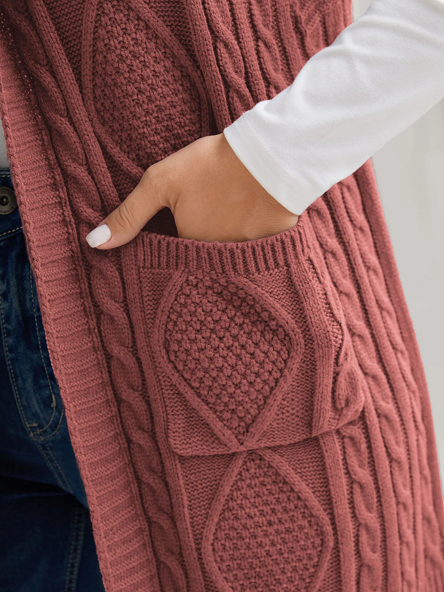 Twisted Hooded Sleeveless Knit Cardigan - Image 16