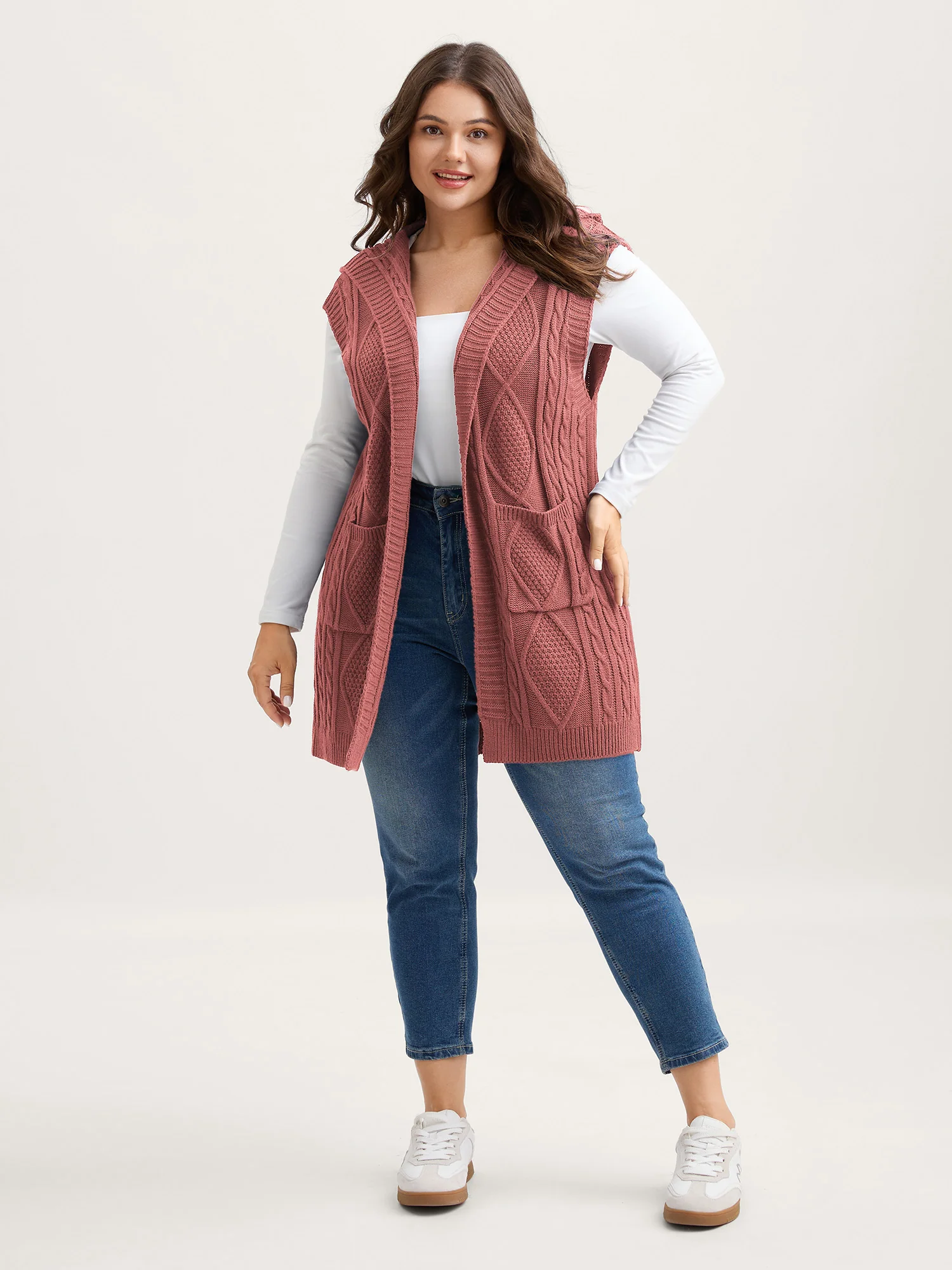 Twisted Hooded Sleeveless Knit Cardigan - Image 17