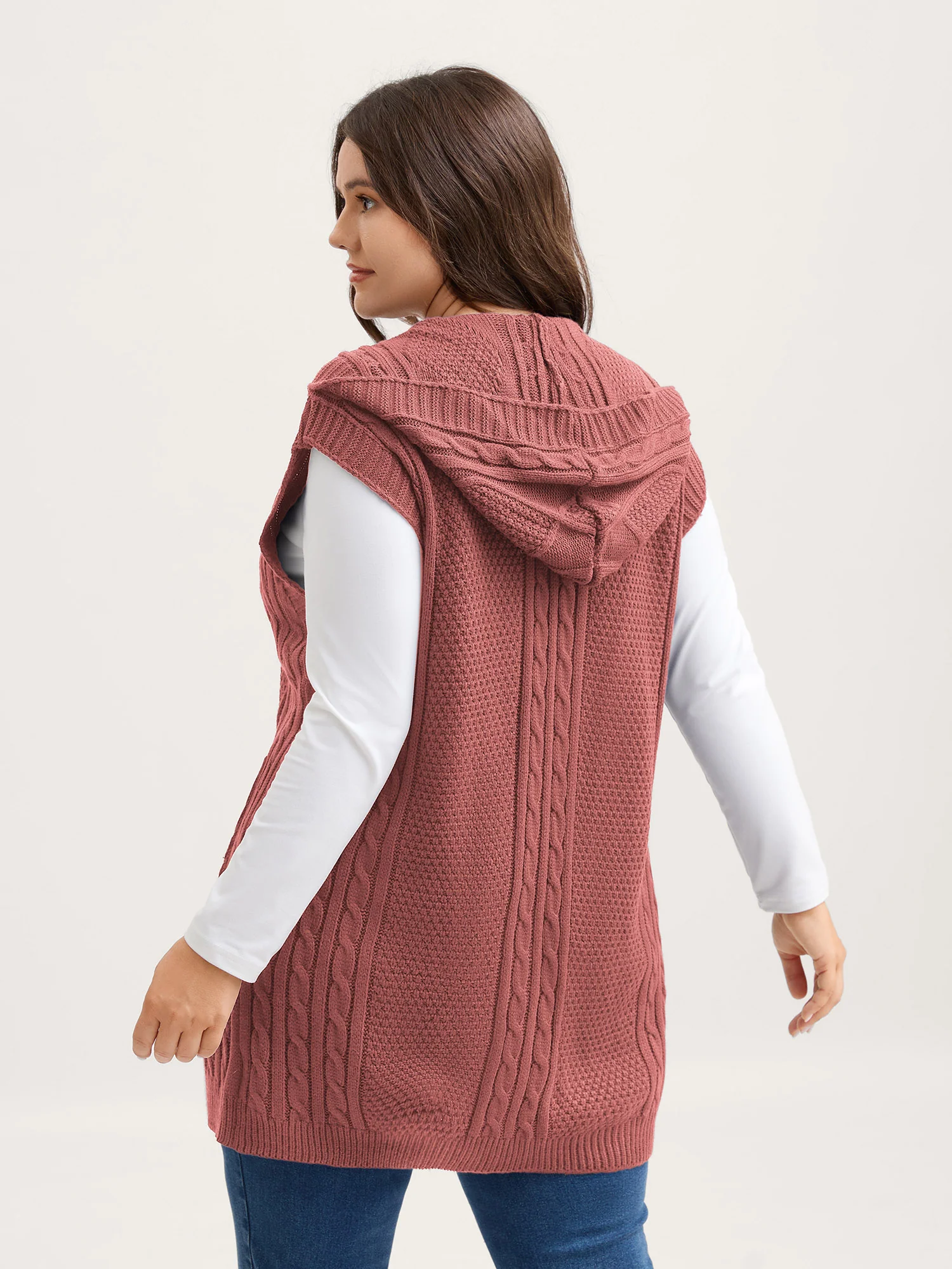 Twisted Hooded Sleeveless Knit Cardigan - Image 18