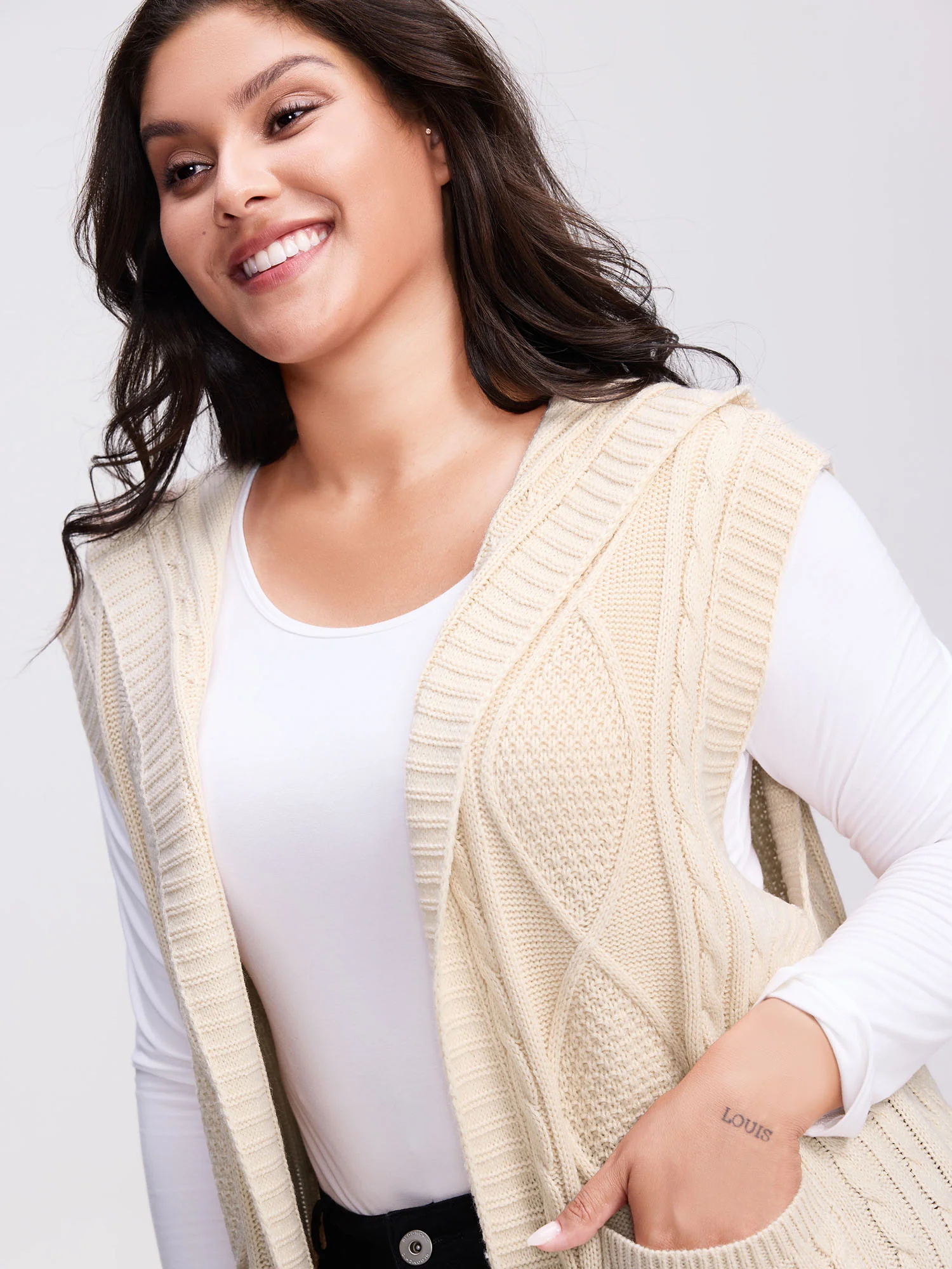 Twisted Hooded Sleeveless Knit Cardigan - Image 20