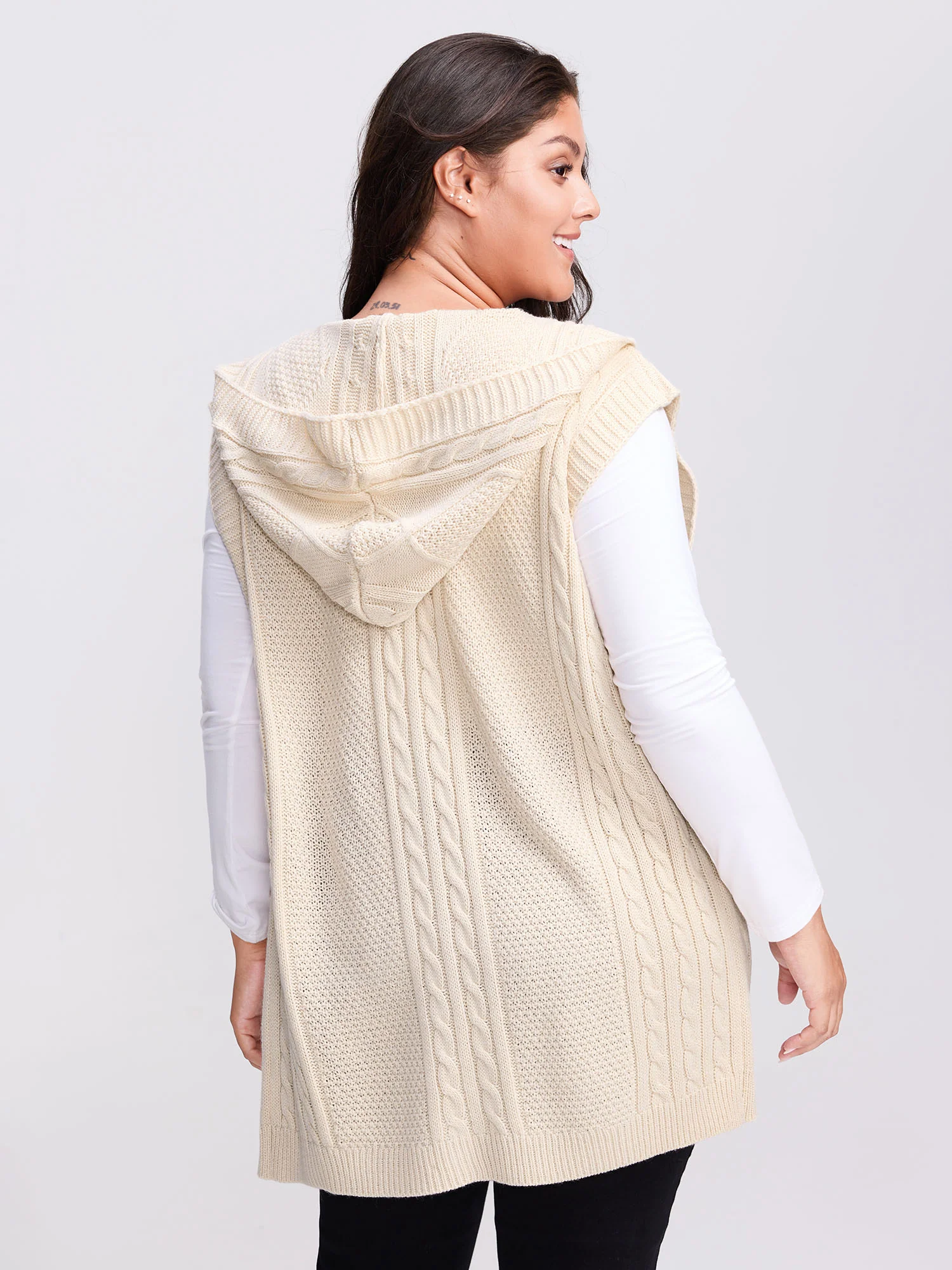 Twisted Hooded Sleeveless Knit Cardigan - Image 23