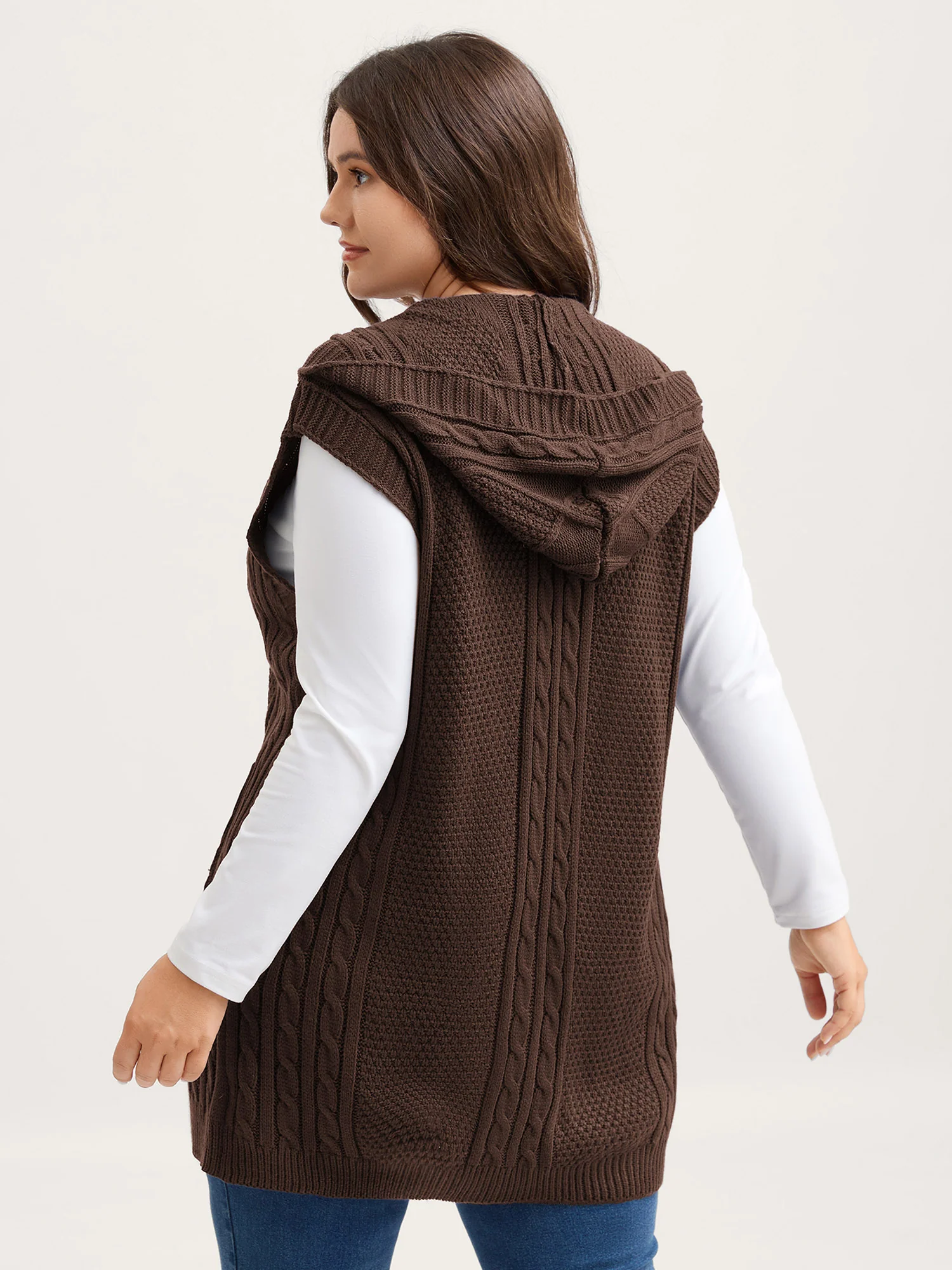 Twisted Hooded Sleeveless Knit Cardigan - Image 27