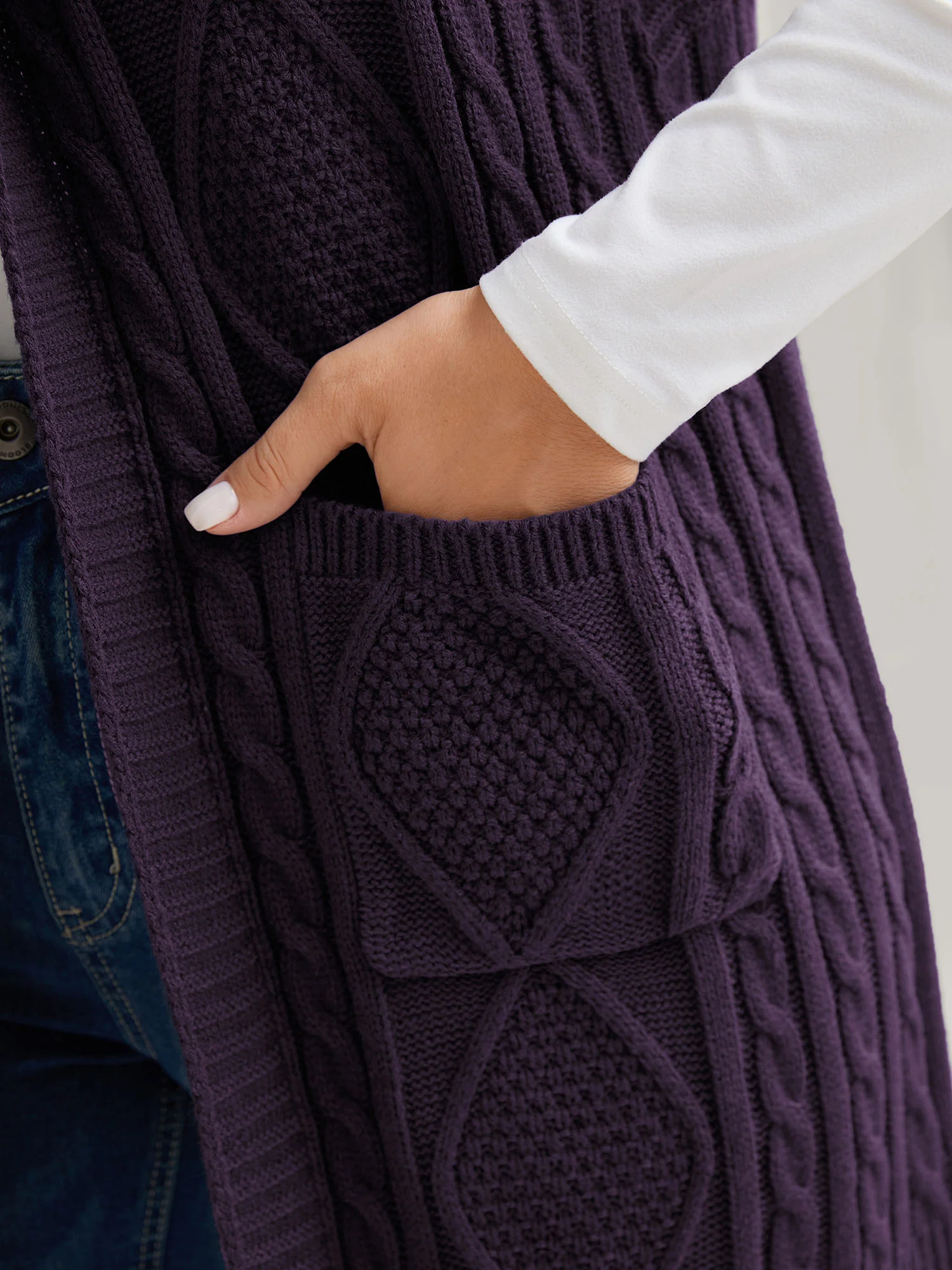 Twisted Hooded Sleeveless Knit Cardigan - Image 29