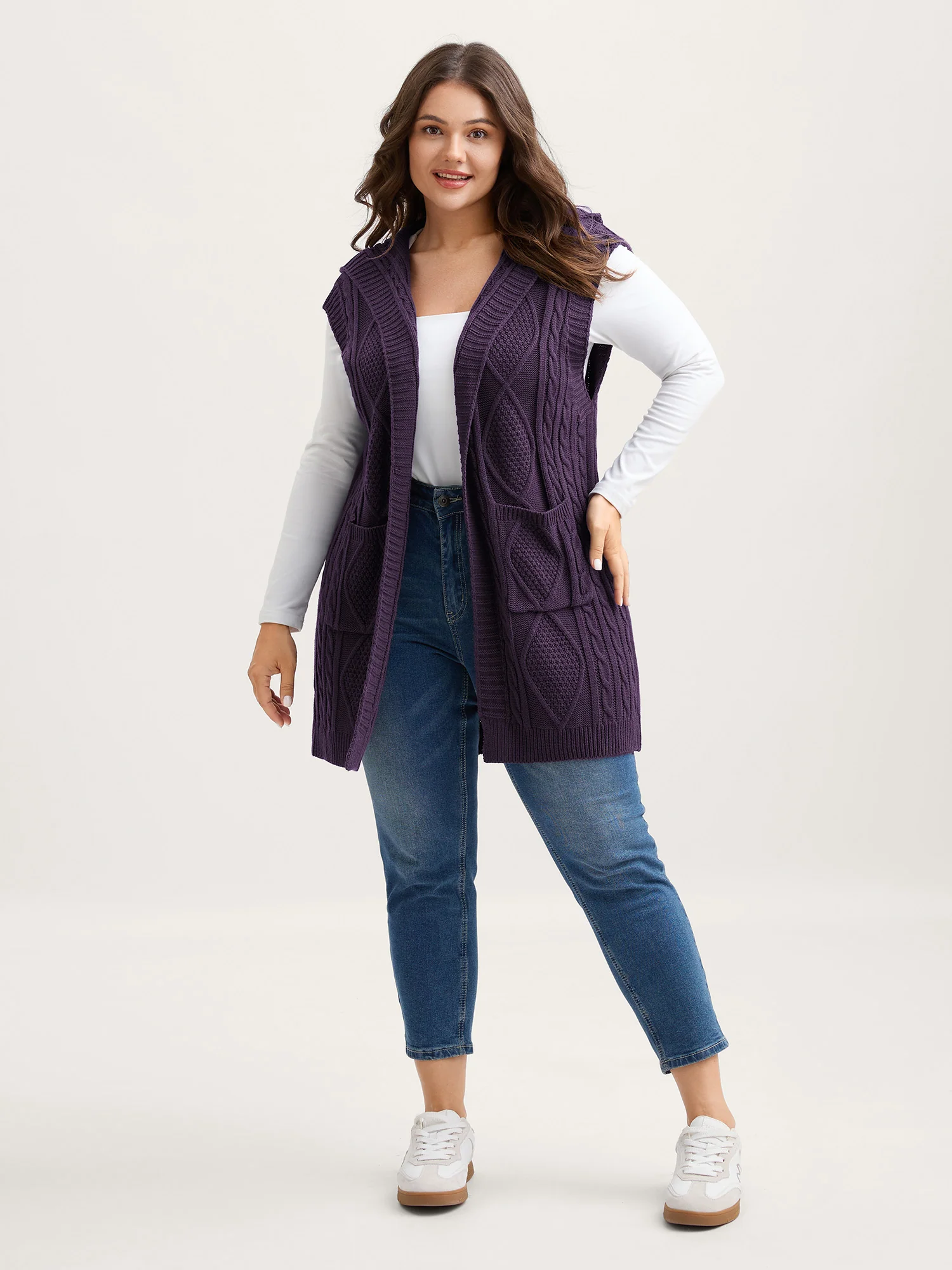 Twisted Hooded Sleeveless Knit Cardigan - Image 30