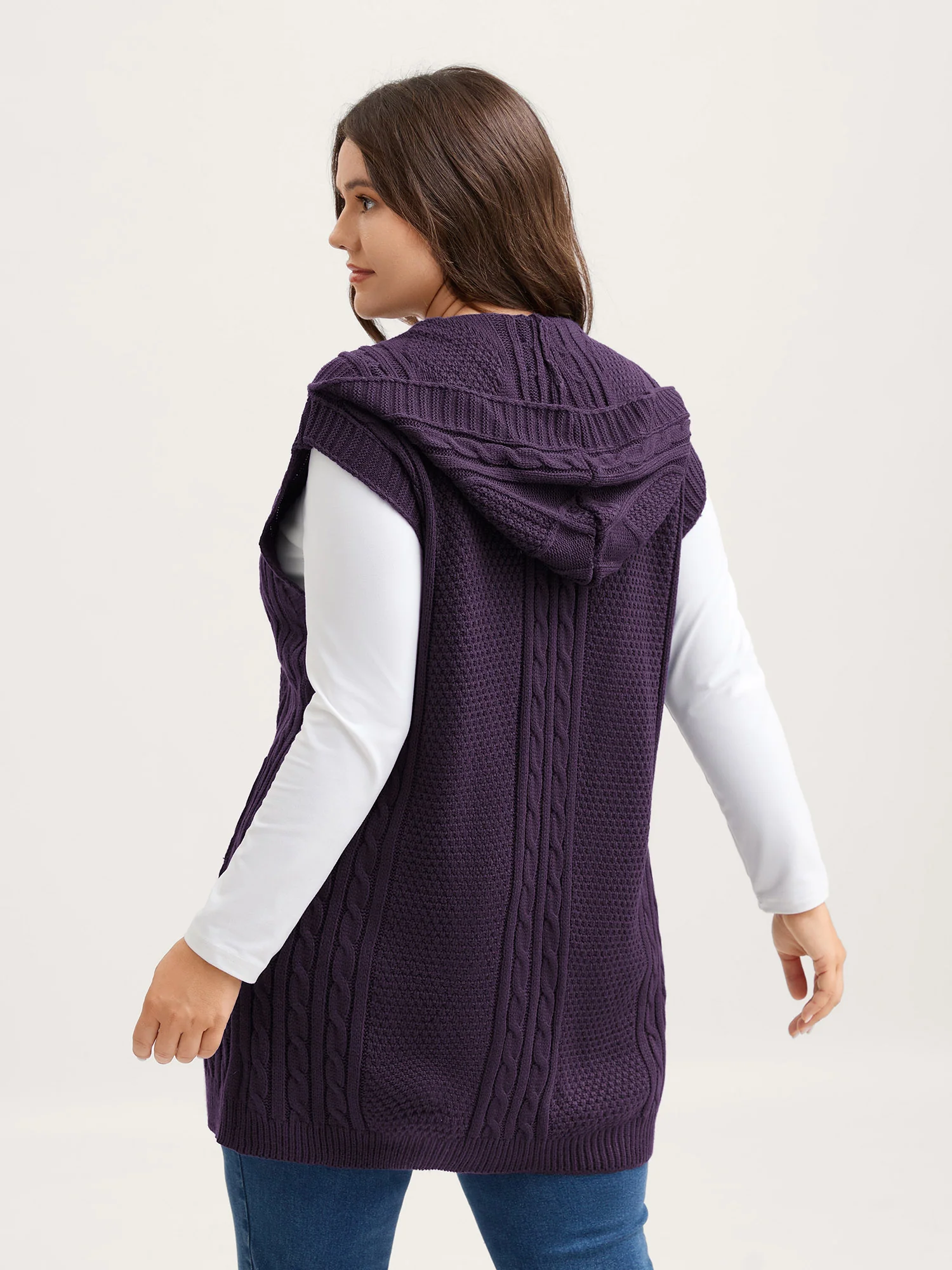 Twisted Hooded Sleeveless Knit Cardigan - Image 31