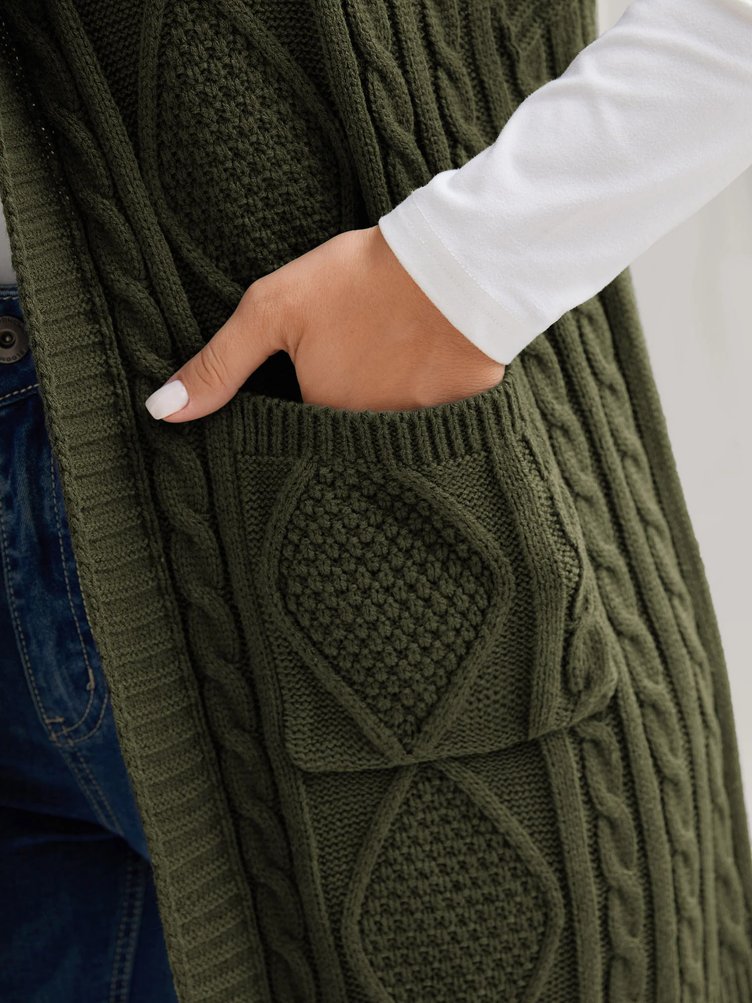 Twisted Hooded Sleeveless Knit Cardigan - Image 33