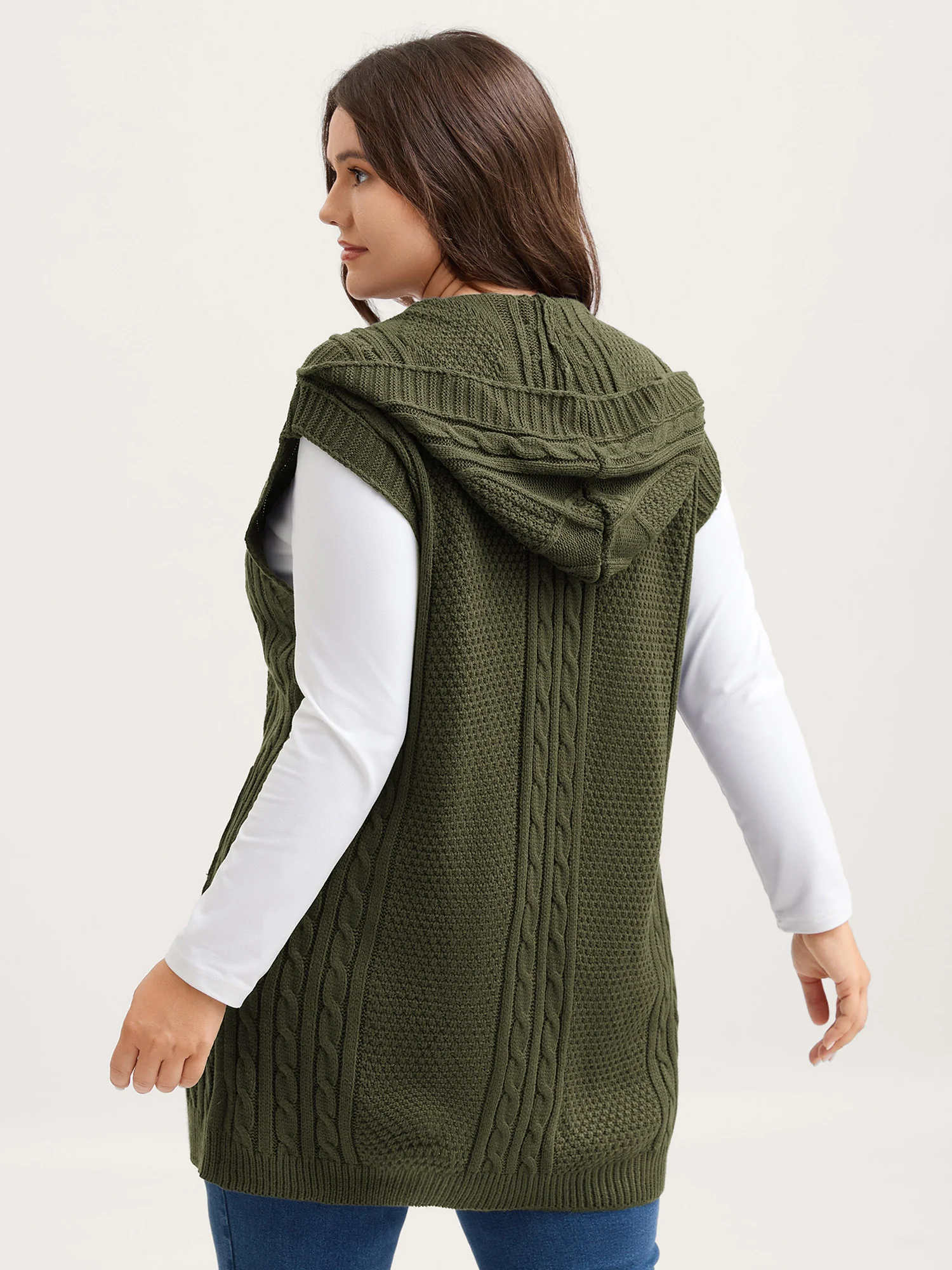 Twisted Hooded Sleeveless Knit Cardigan - Image 35