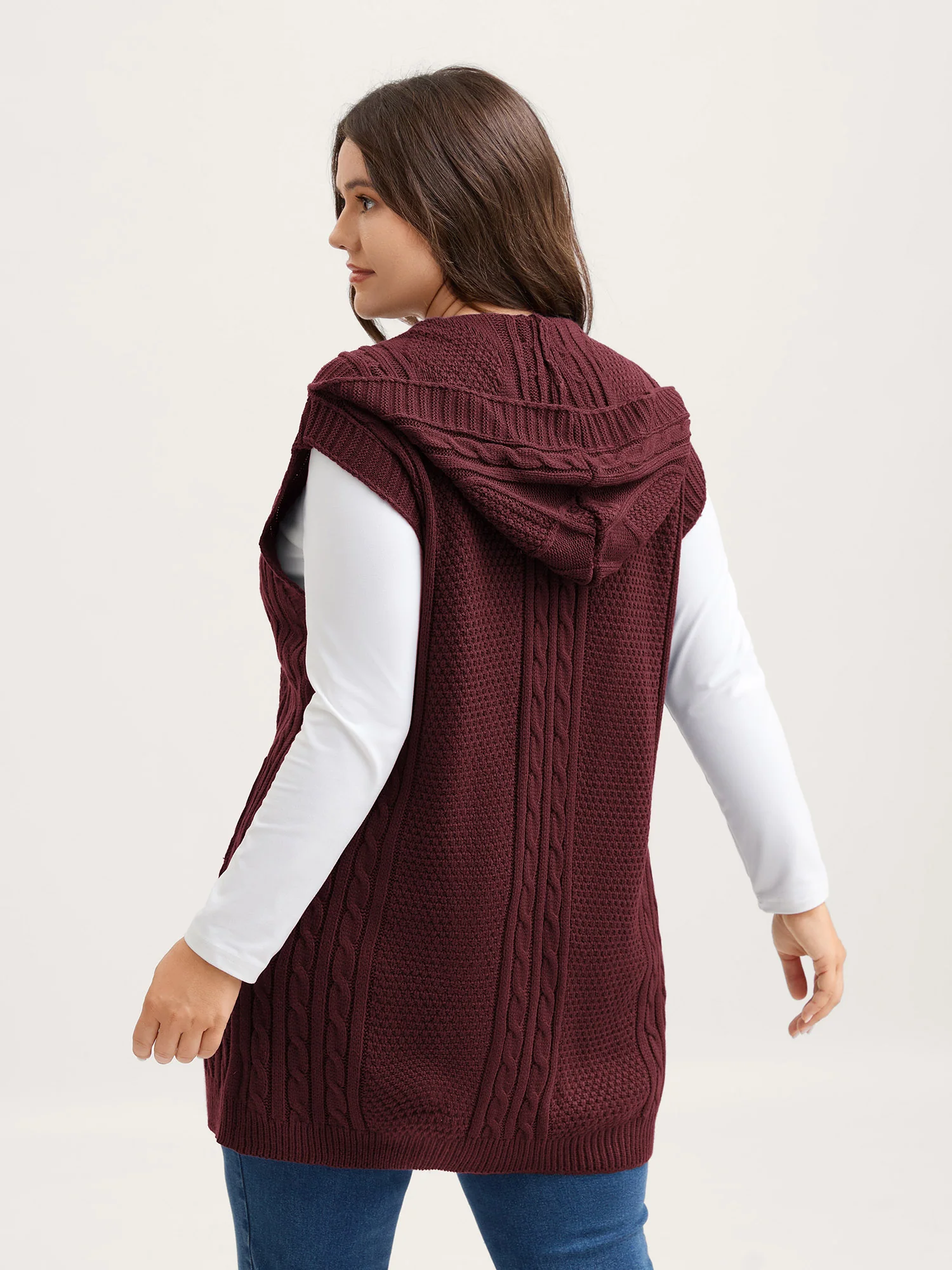 Twisted Hooded Sleeveless Knit Cardigan - Image 39