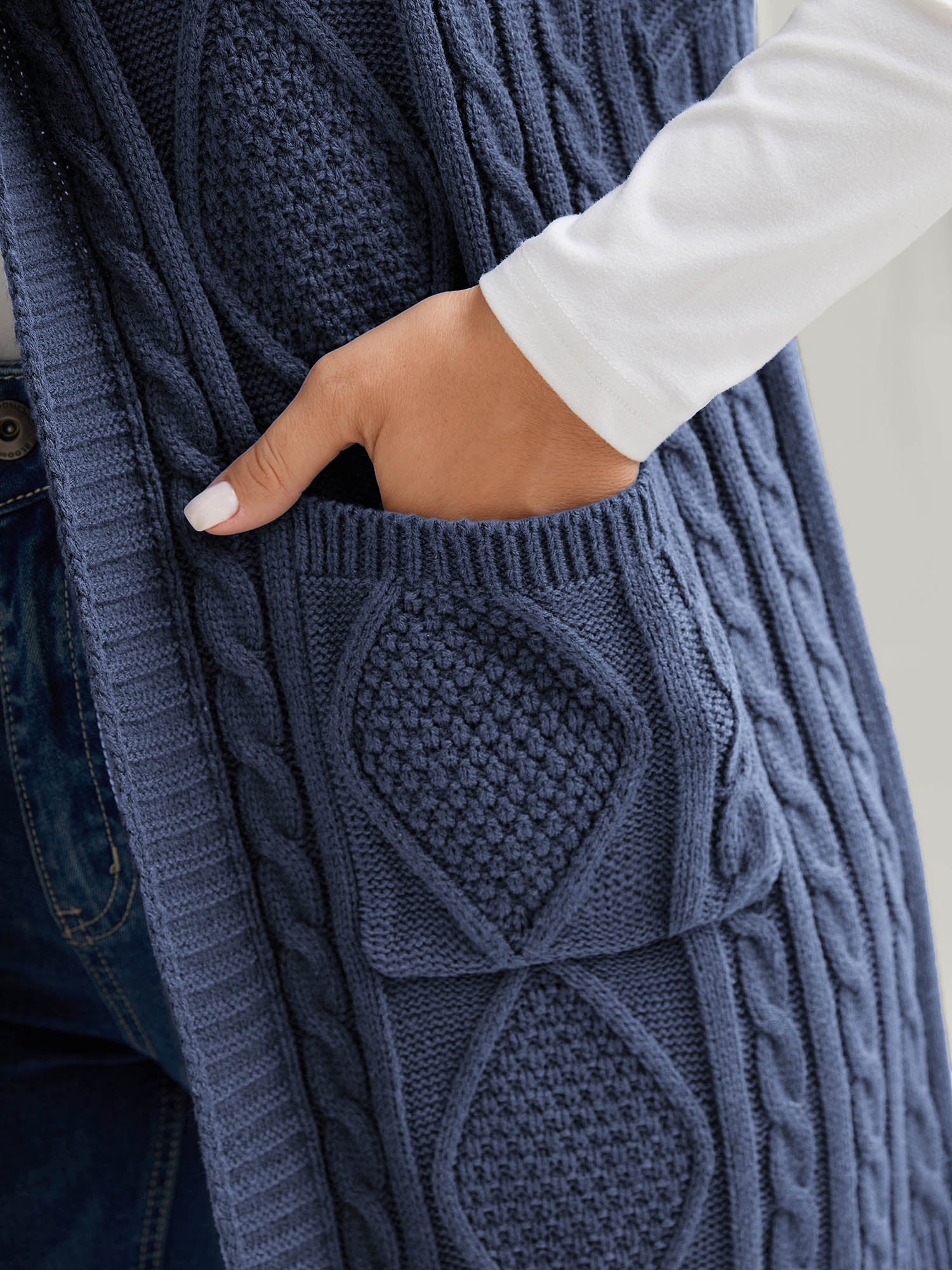 Twisted Hooded Sleeveless Knit Cardigan - Image 41
