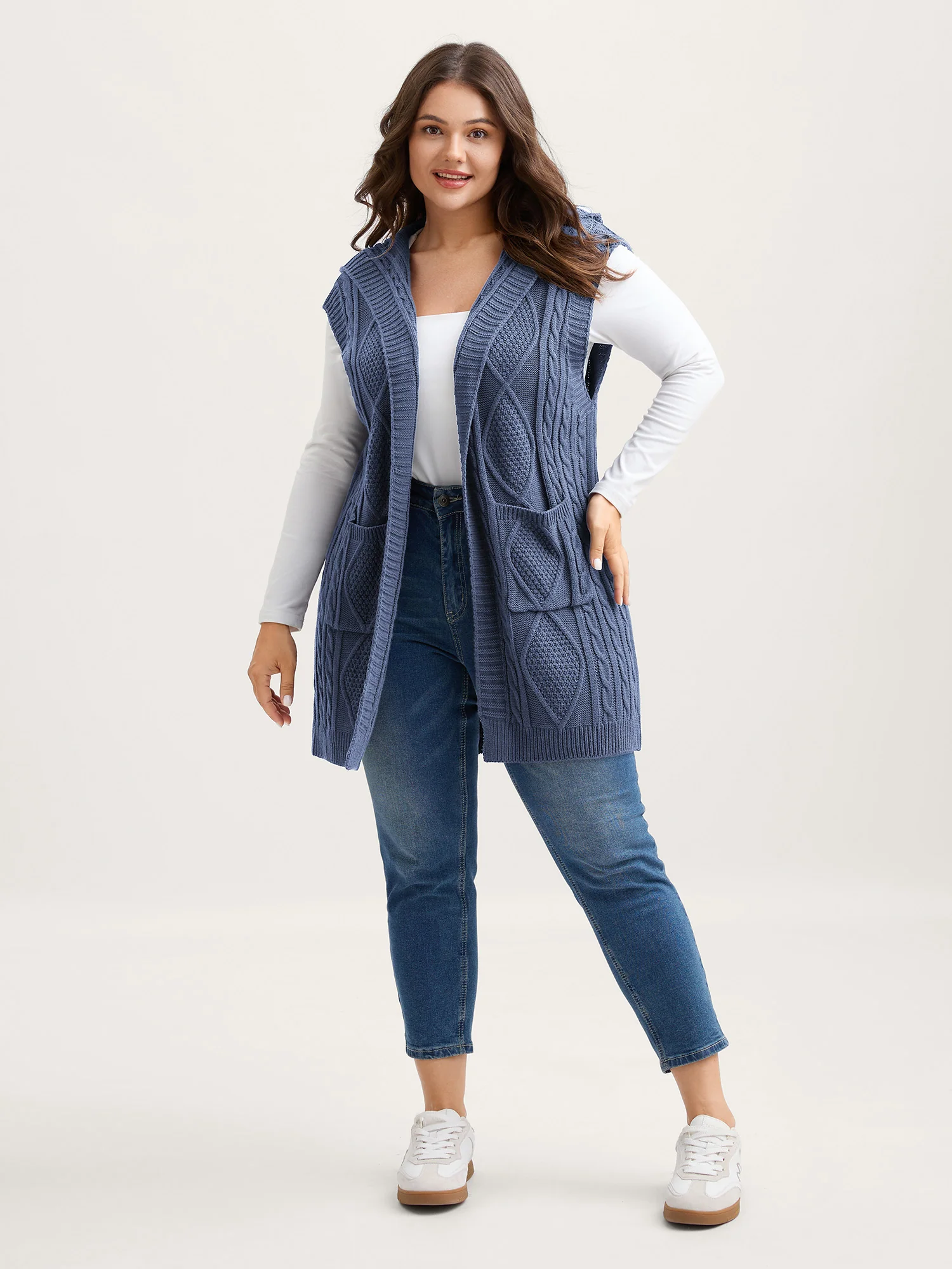 Twisted Hooded Sleeveless Knit Cardigan - Image 42