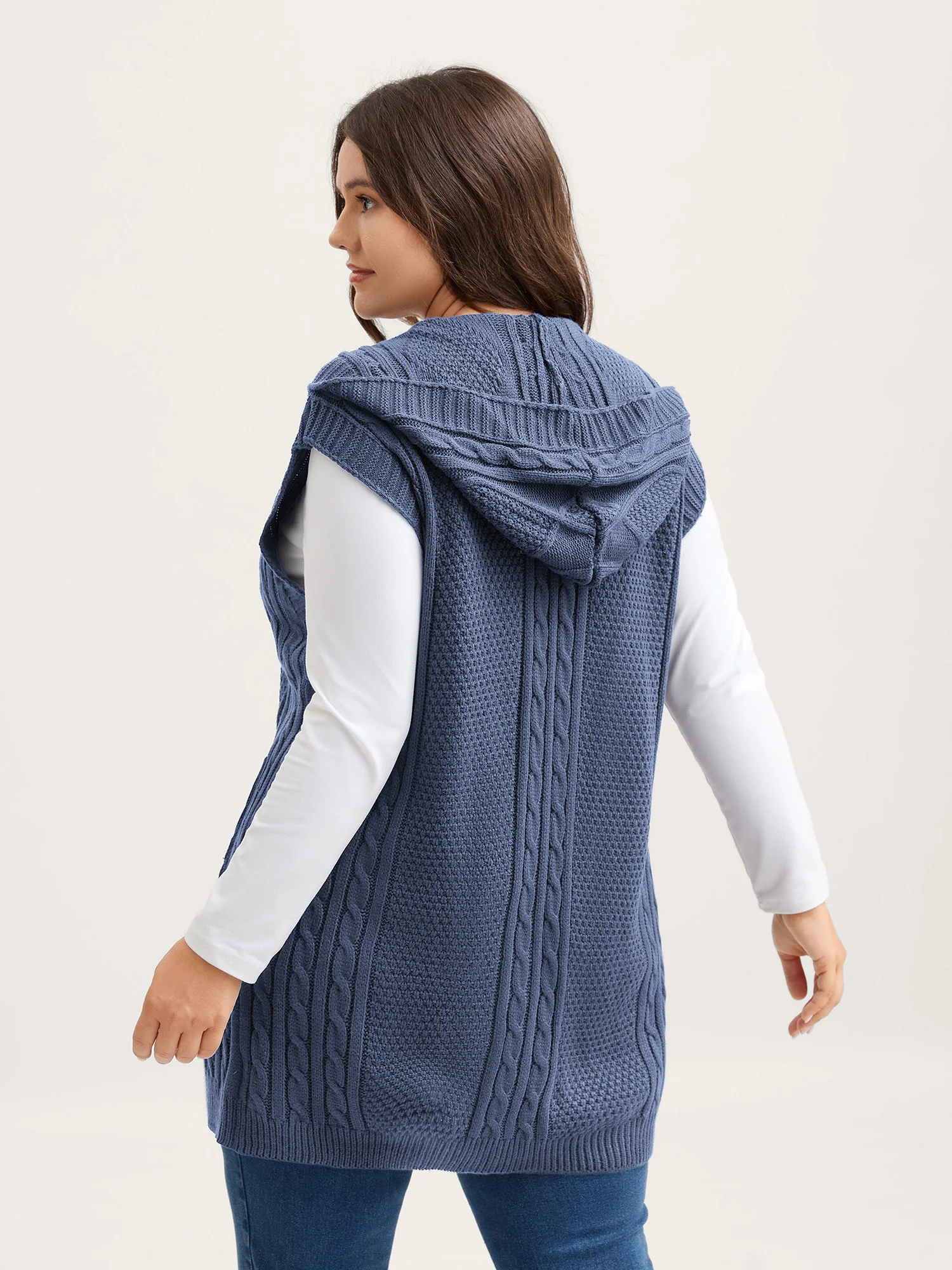 Twisted Hooded Sleeveless Knit Cardigan - Image 43