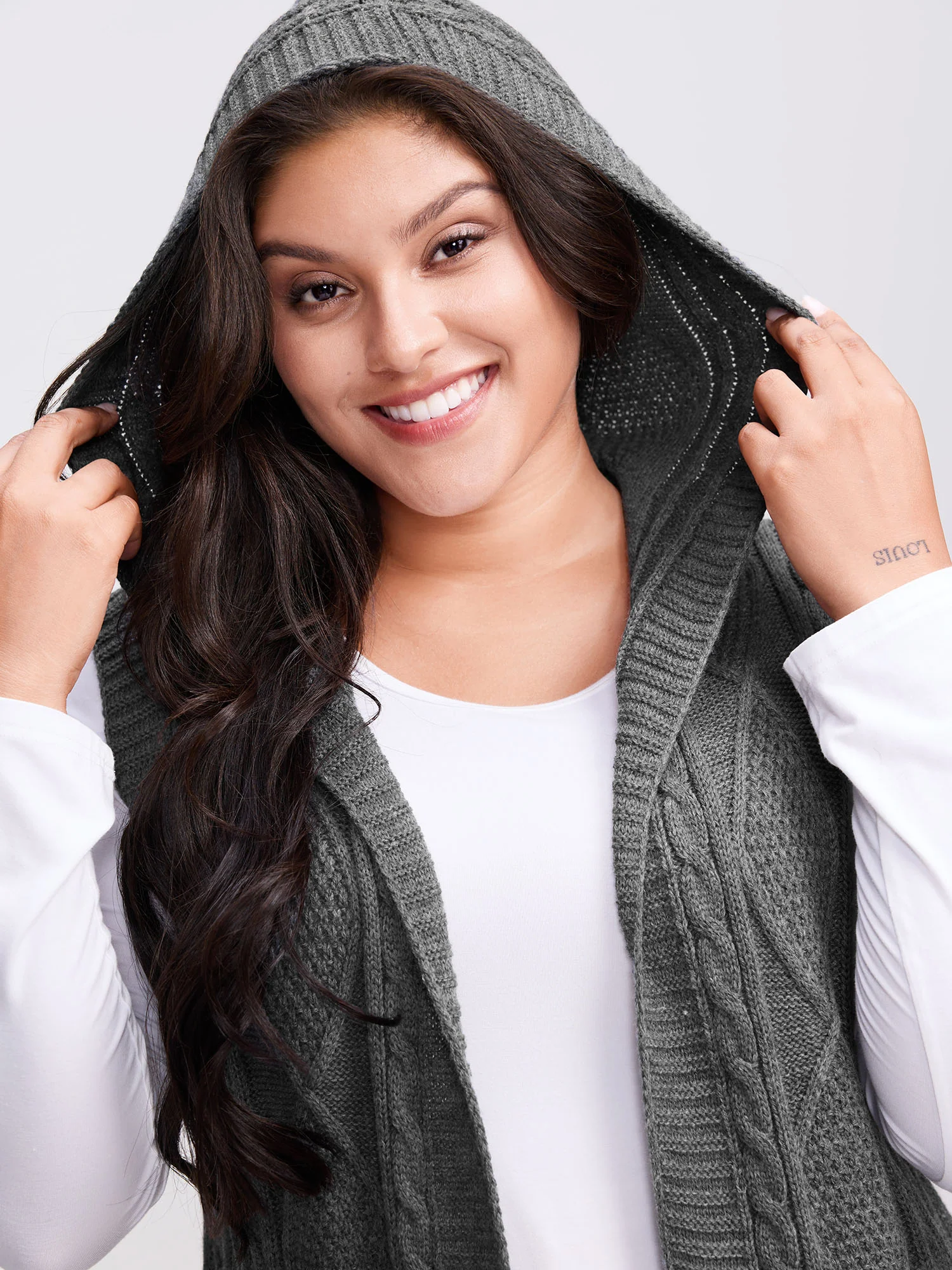 Twisted Hooded Sleeveless Knit Cardigan - Image 45