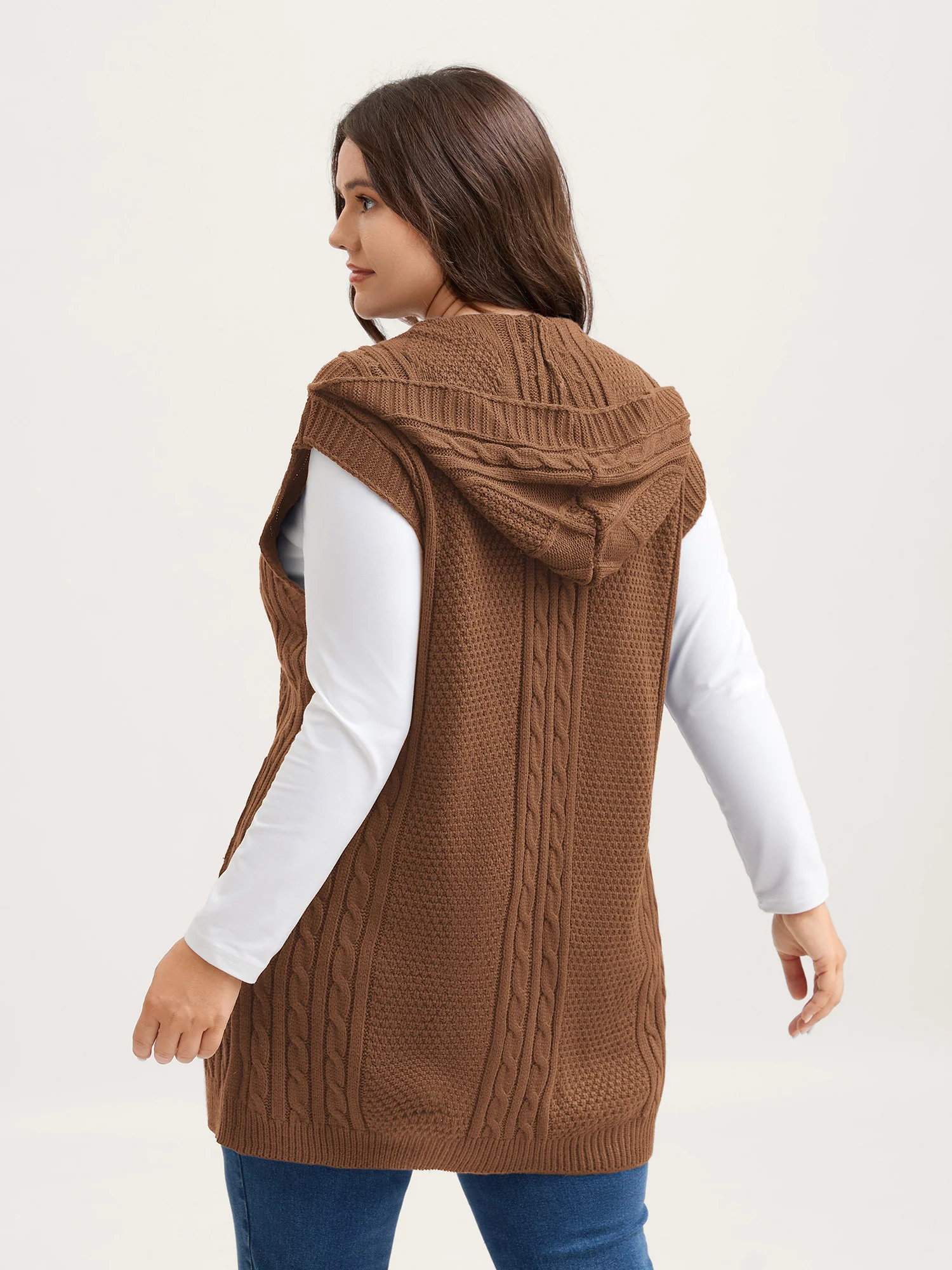 Twisted Hooded Sleeveless Knit Cardigan - Image 51