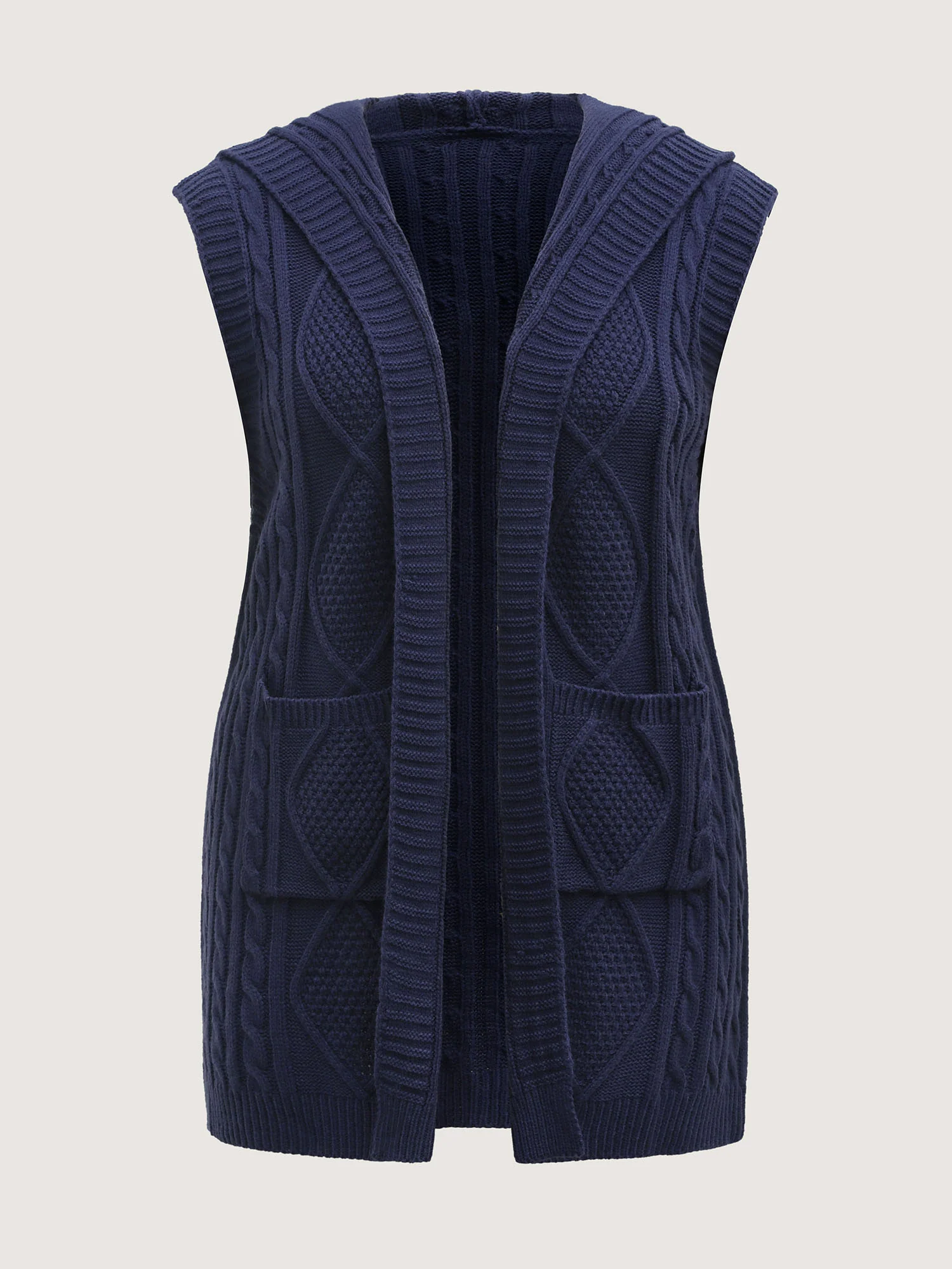 Twisted Hooded Sleeveless Knit Cardigan - Image 6
