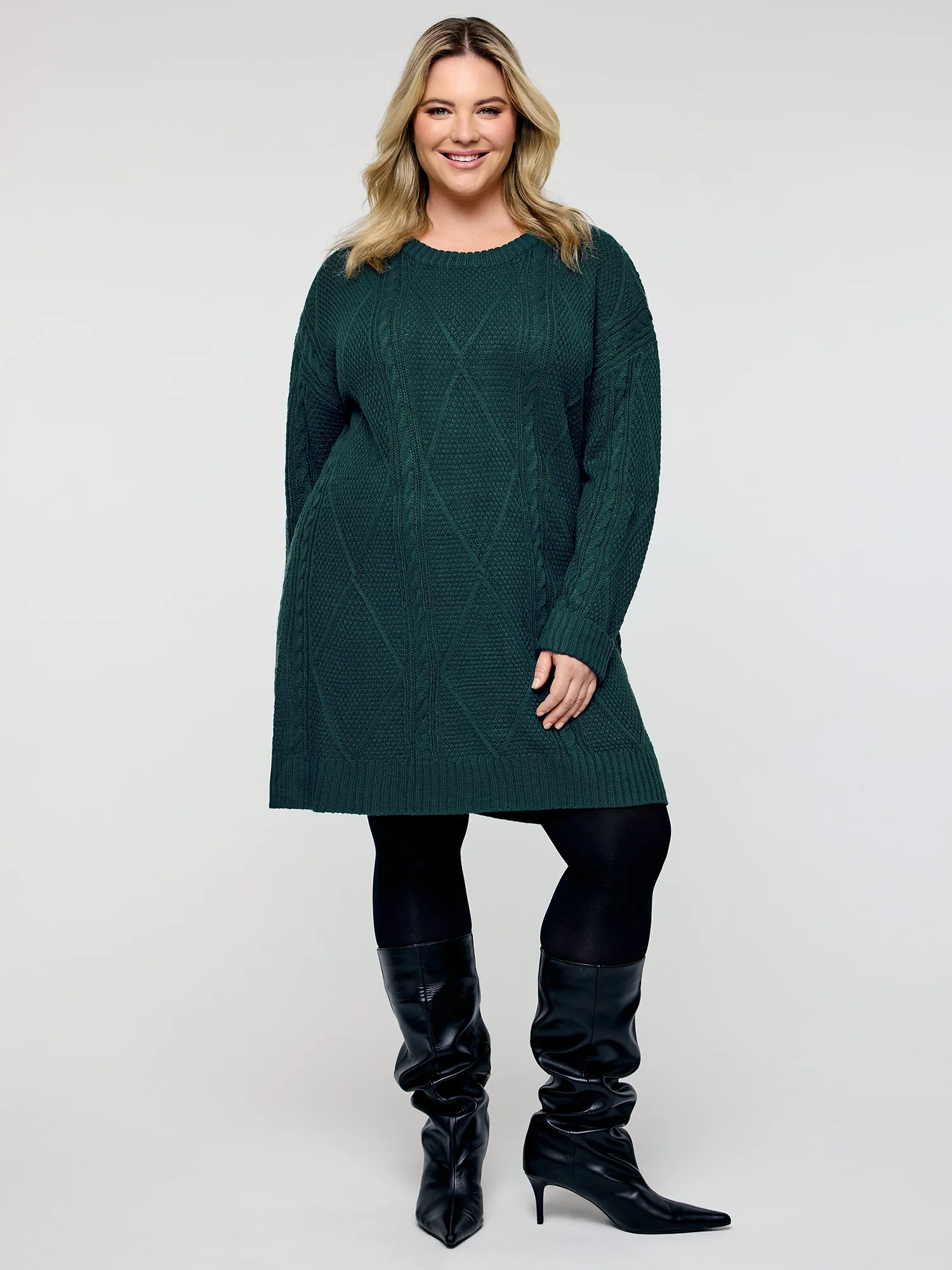 Twisted Pattern Textured Midi Sweater Dress - Image 3