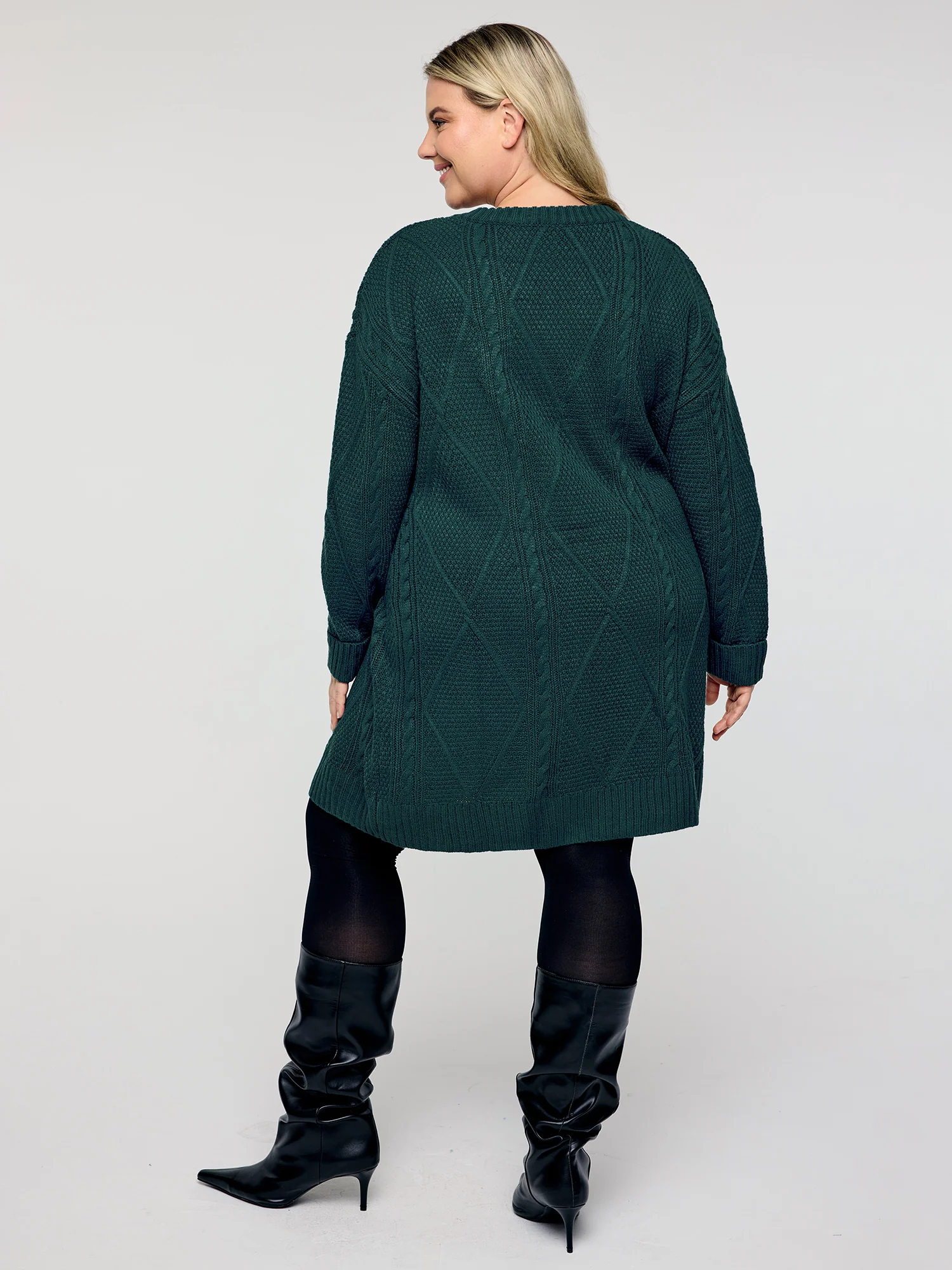 Twisted Pattern Textured Midi Sweater Dress - Image 4