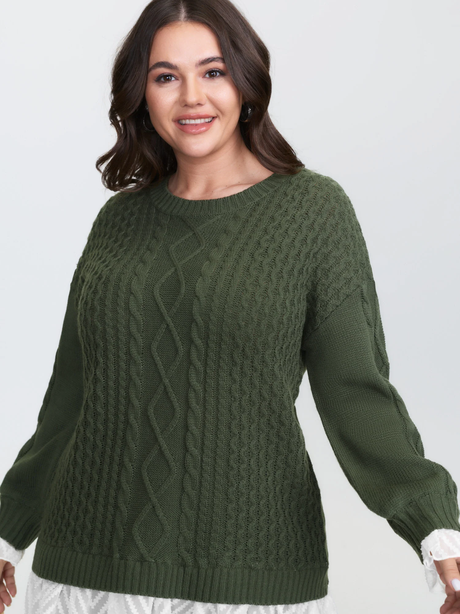 Twisted Stitch Woven Spliced Pullover