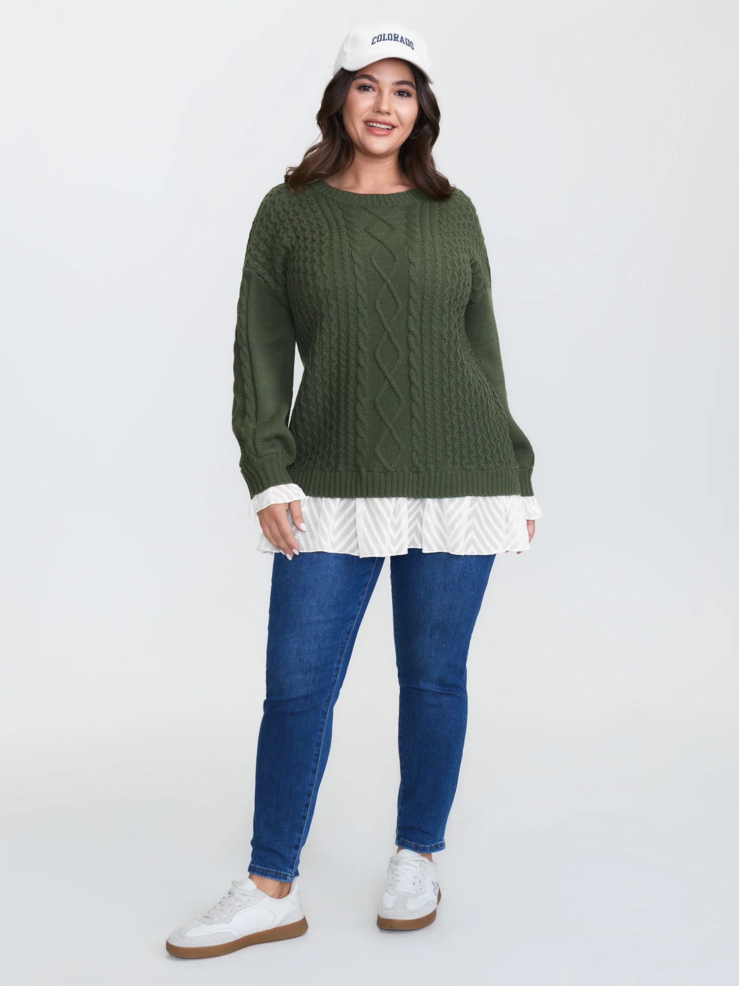 Twisted Stitch Woven Spliced Pullover - Image 3